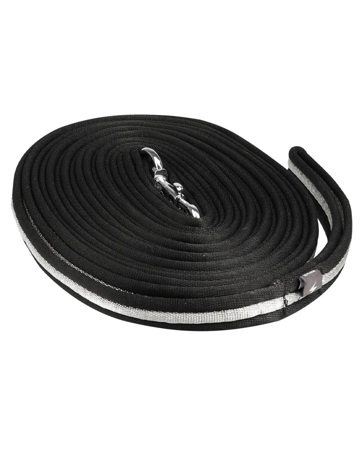 Silva Flash Lunge Rein by Hy Equestrian Black/Reflective Silver - Reins Horse Leatherwork