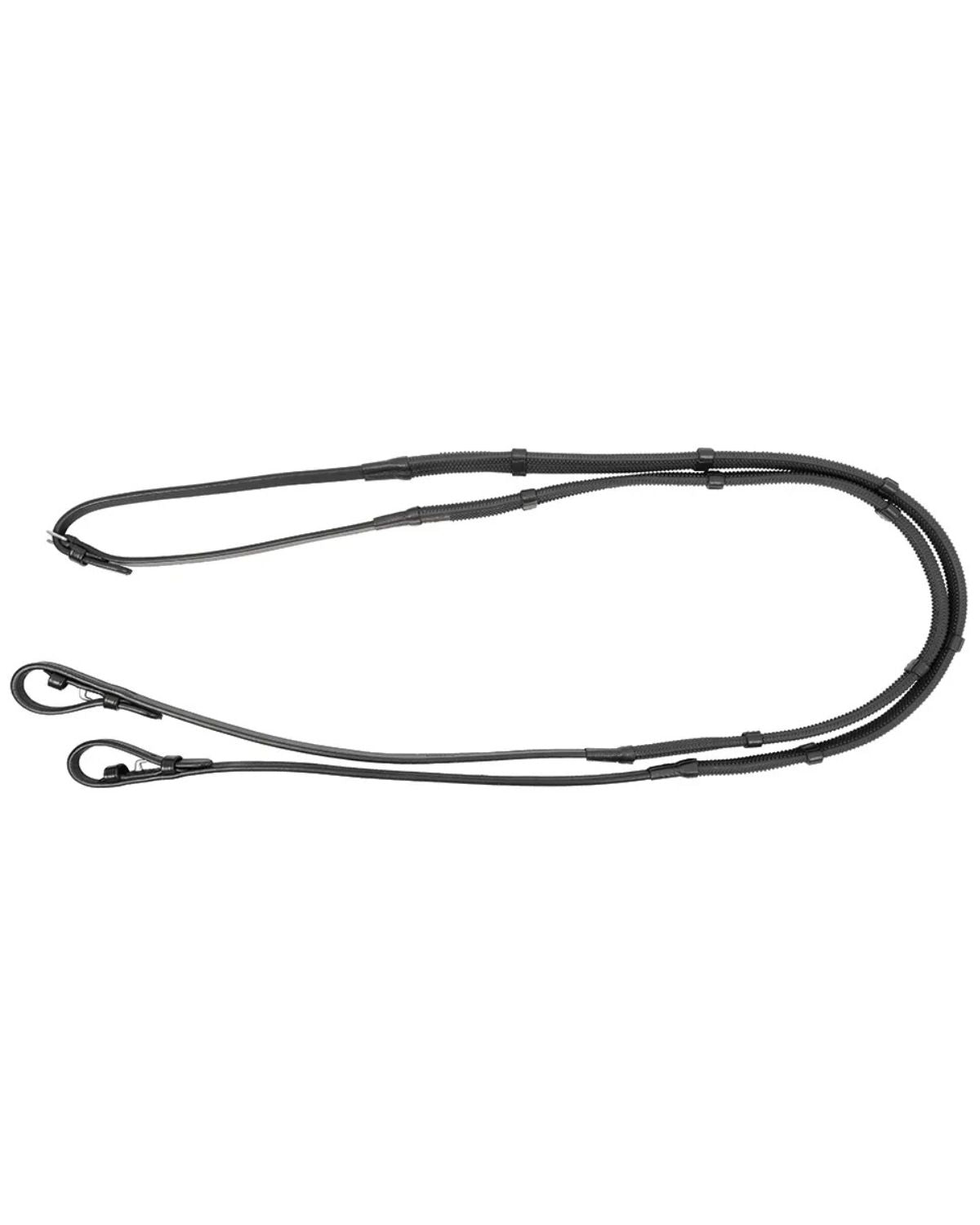 ProPresicce Softy Grip Rubber Reins with Stoppers by Hy Equestrian Black - Horse Leather Work Pony 48"