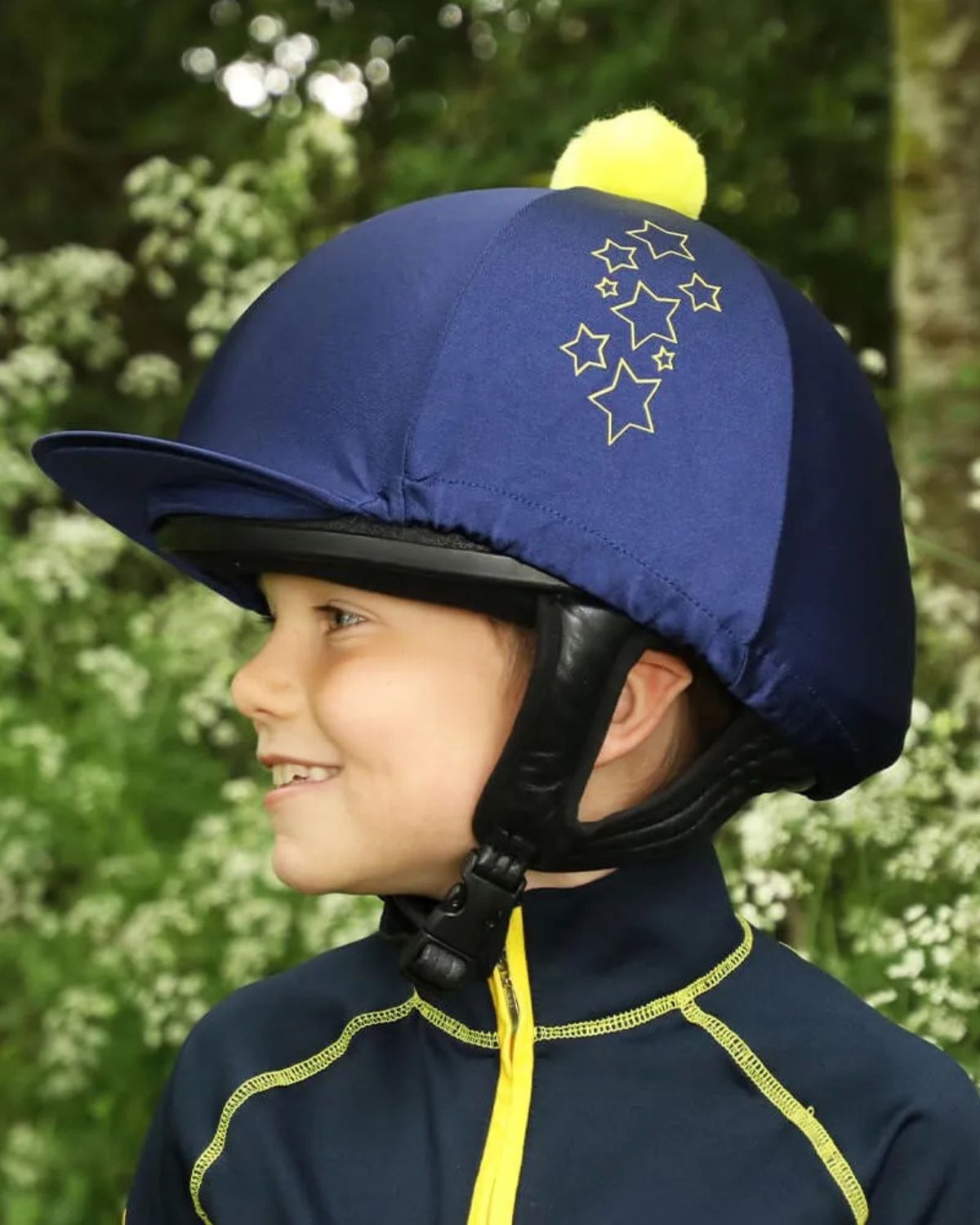 Hy Equestrian Stella Hat Cover Navy/Yellow