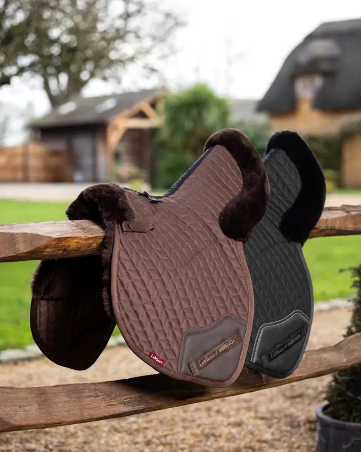 Lemieux Merino+ Half Lined Close Contact Numnah Saddle Pads in Brown and Black - Equiflair Horse Riding Equipment - Large