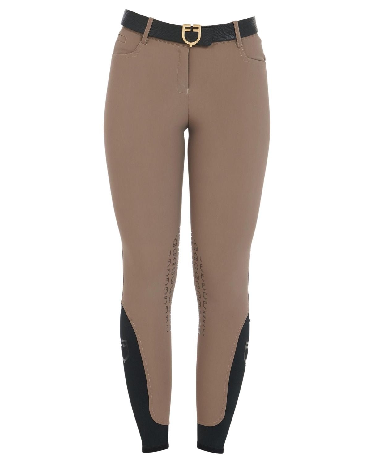 Equestro Women's Slim Fit Grip Breeches With Logo Walnut | Equiflair