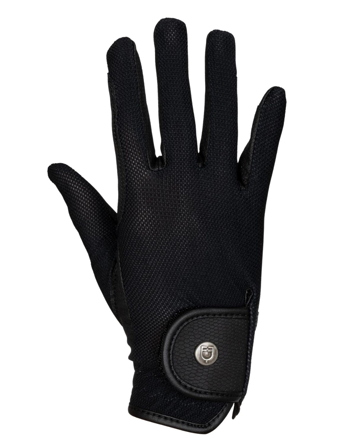 Equestro Unisex Gloves In Technical Fabric And Mesh Black