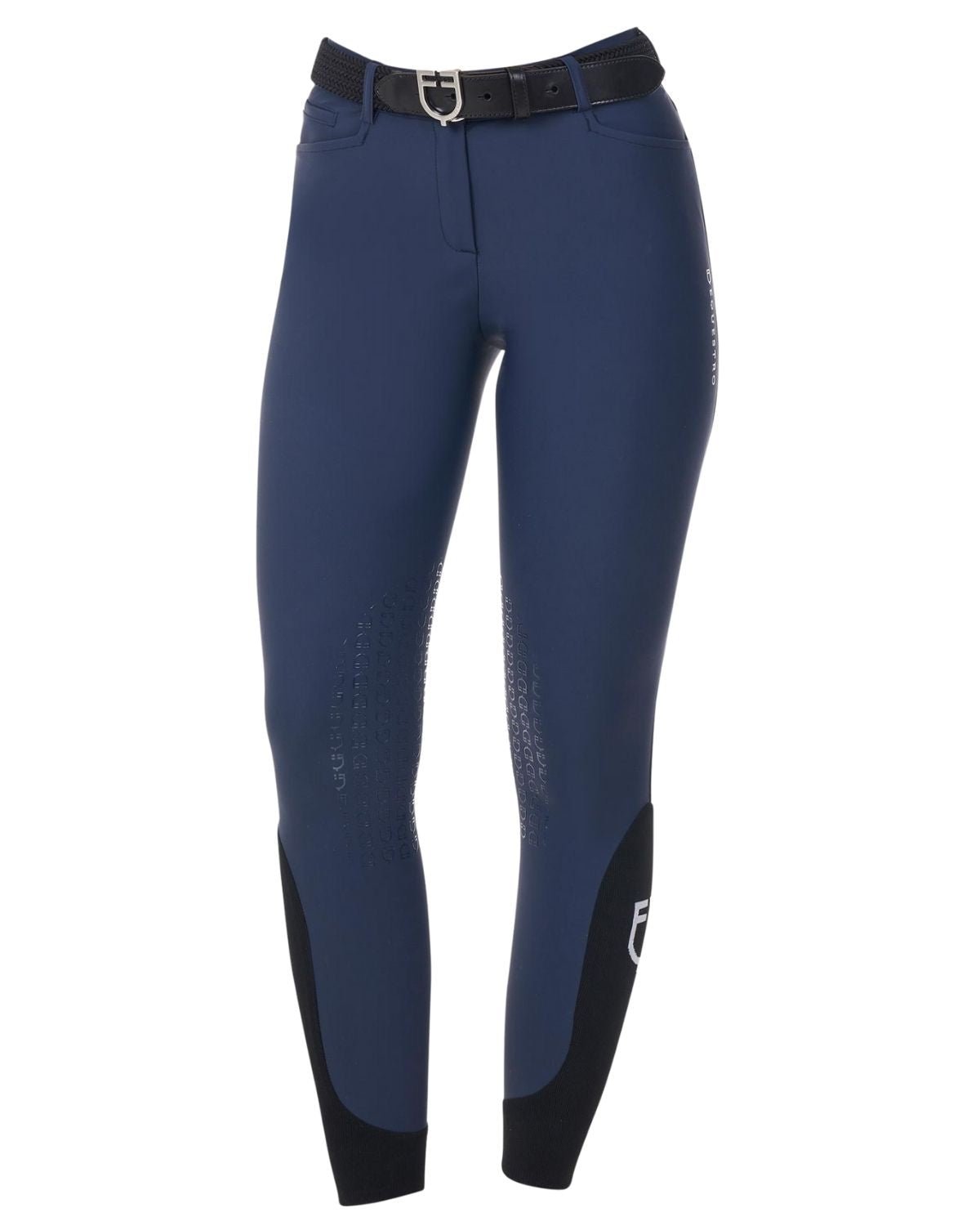 Equestro Women's Knee Grip Breeches Equestro X Fise Navy Blazer | Equiflair