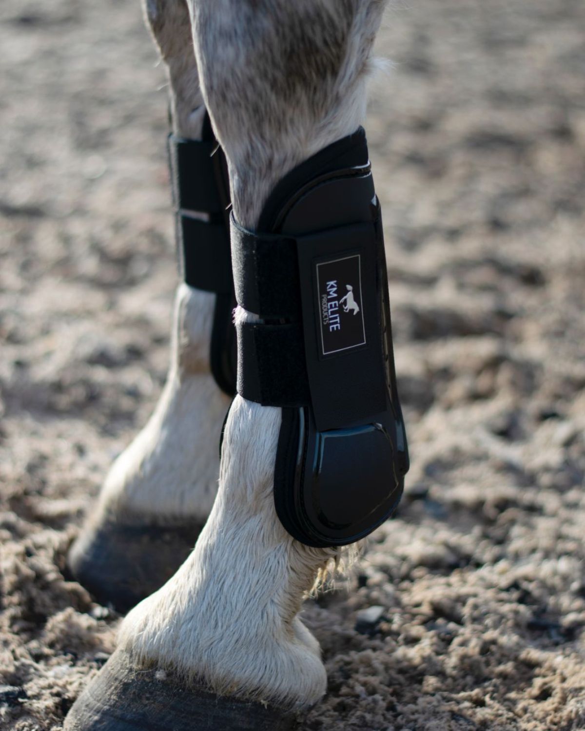 KM Elite Air Shock Tendon Boots on Horse Leg - Equine Protection for Show Jumping & Training - Lightweight & Durable