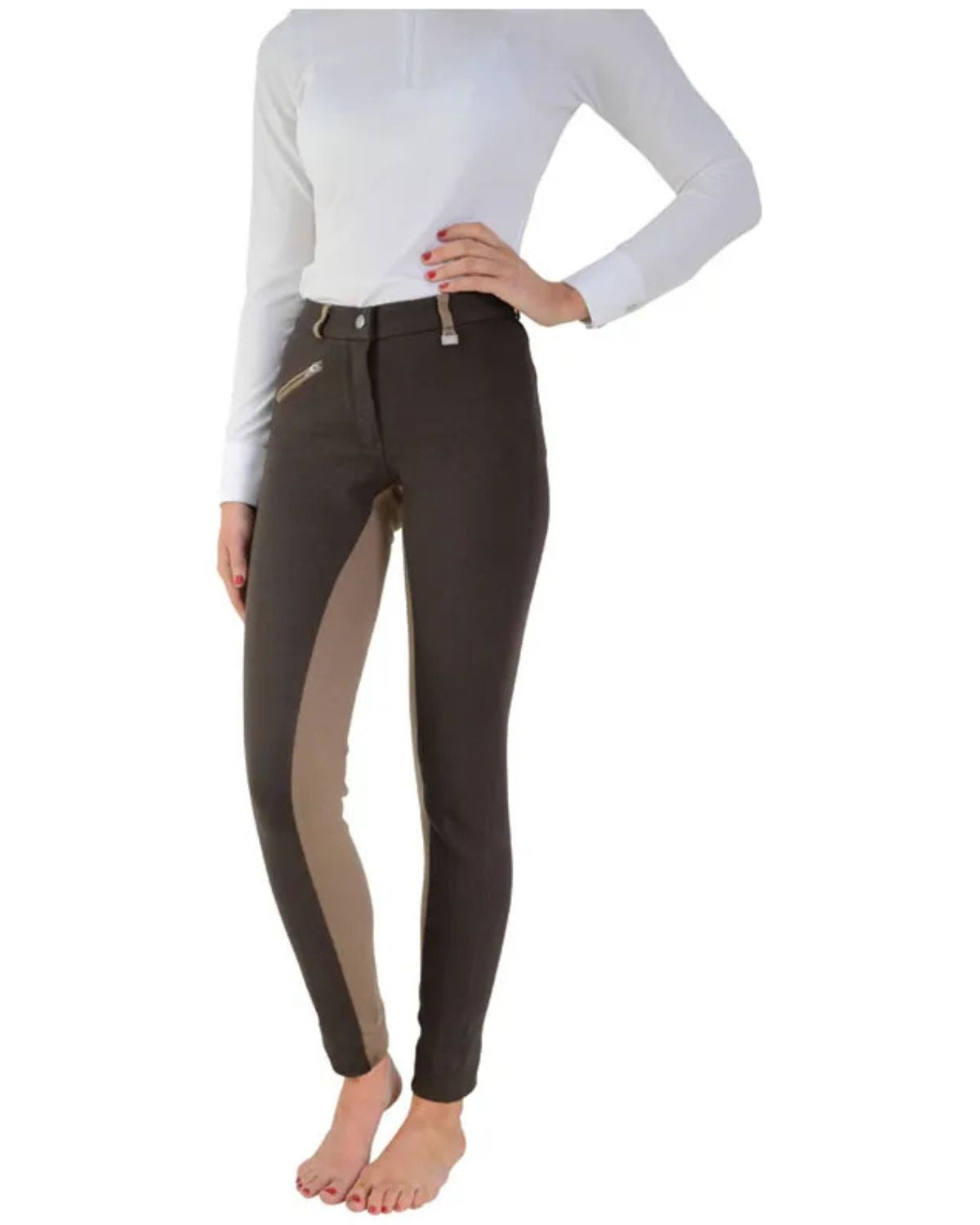 Hy Equestrian Manby Ladies Jodhpurs Brown/Light Brown