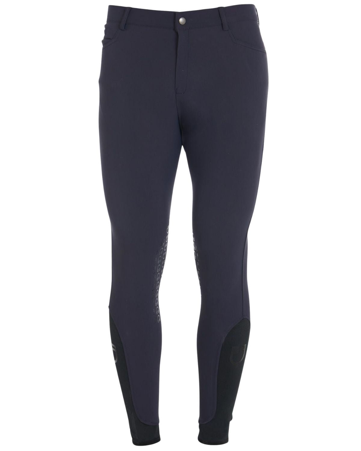 Equestro Men's Slim Fit Grip Breeches With Logo Navy Blazer | Equiflair