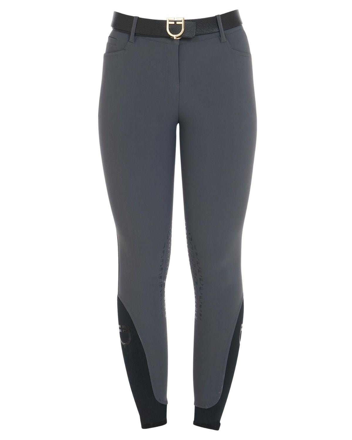 Equestro Women's Slim Fit Grip Breeches With Logo Asphalt | Equiflair