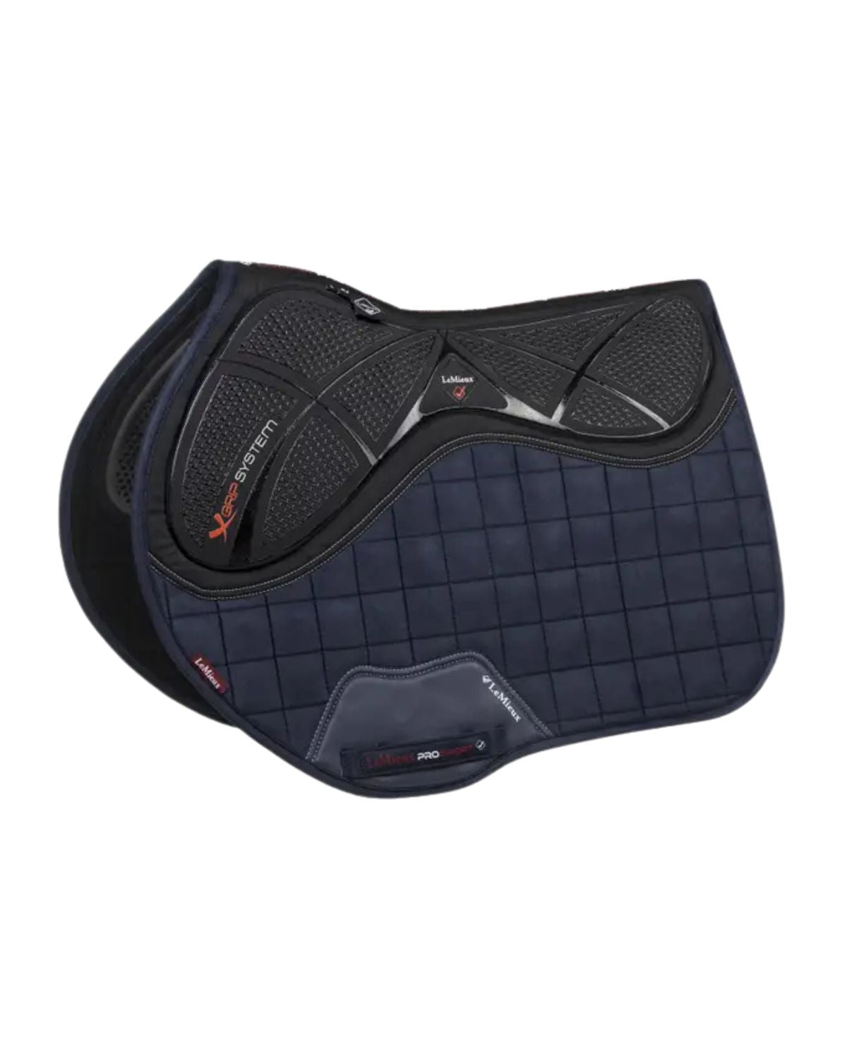 LeMieux X-Grip Twin Sided Eurojump Square Navy Saddle Pad: Enhanced Saddle Stability and Grip for Jumping - Equiflair