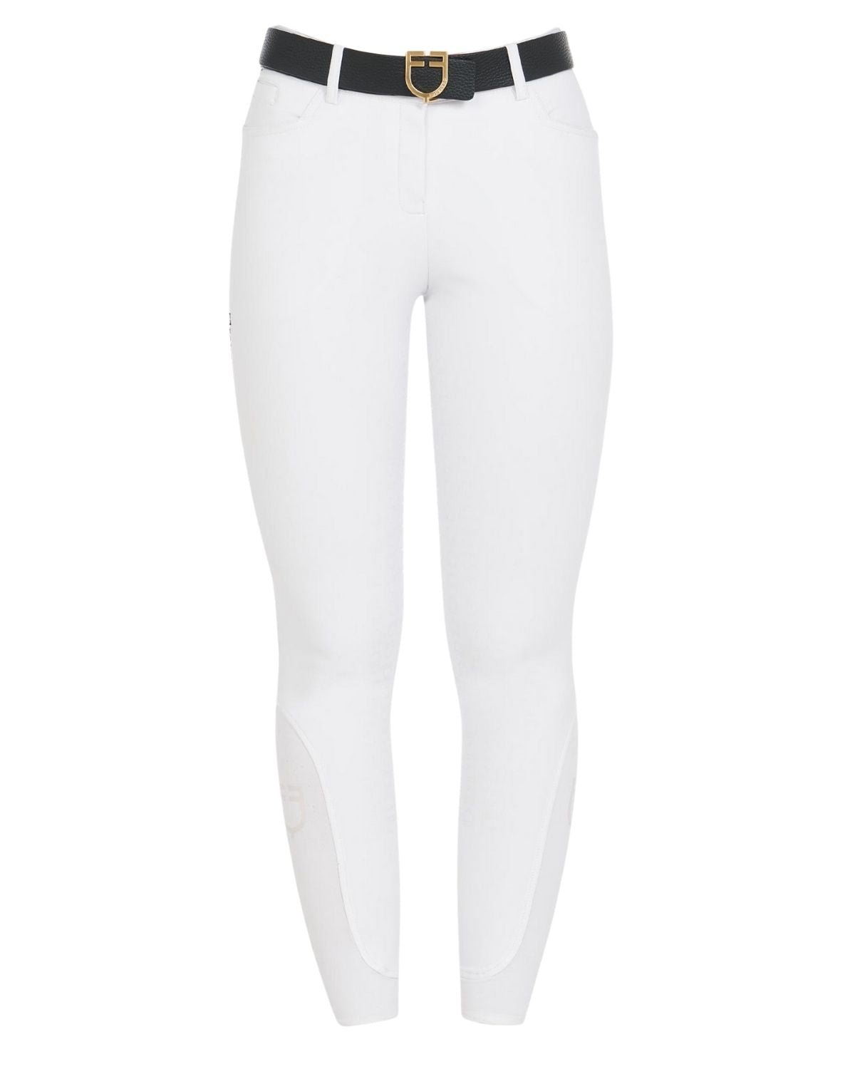 Equestro Women's Slim Fit Grip Breeches With Logo White | Equiflair
