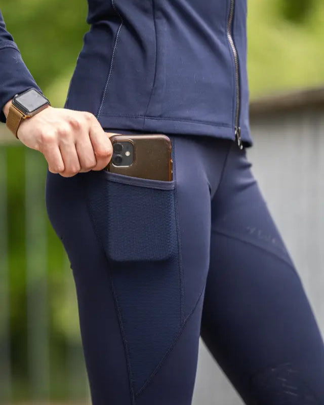 LeMieux Lucie Navy Mesh Leggings with Phone Pocket | Equestrian Riding Apparel