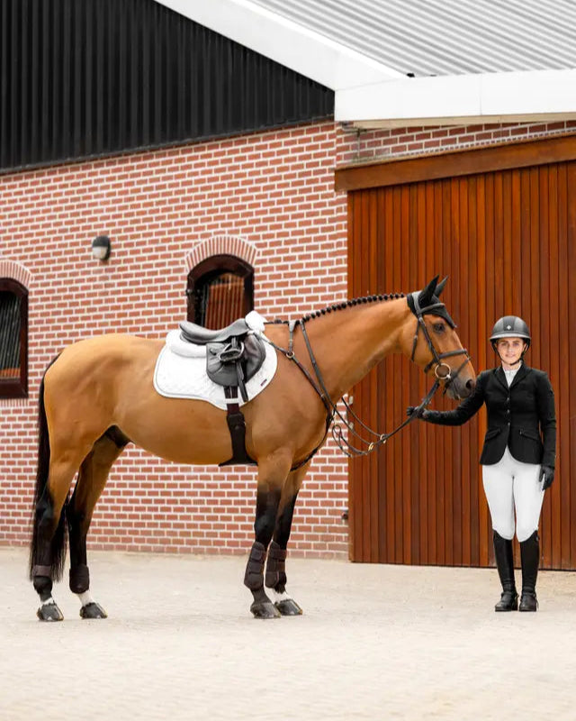 Equestrian Style: Rider & Horse with LeMieux Crystal Suede White Saddle Pad by Equiflair