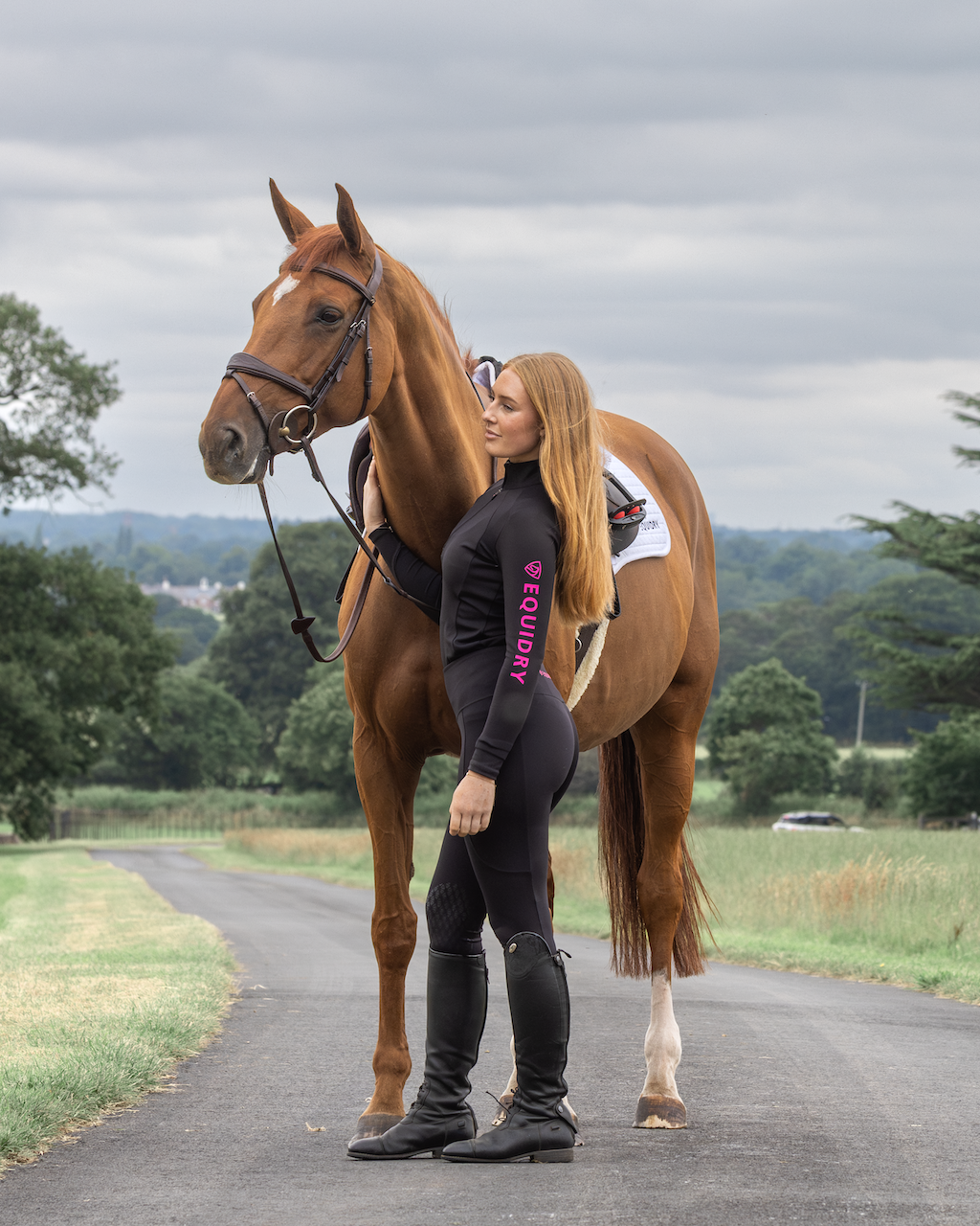 EQUIDRY Women's Water Repellent Base Layer Black/Pink
