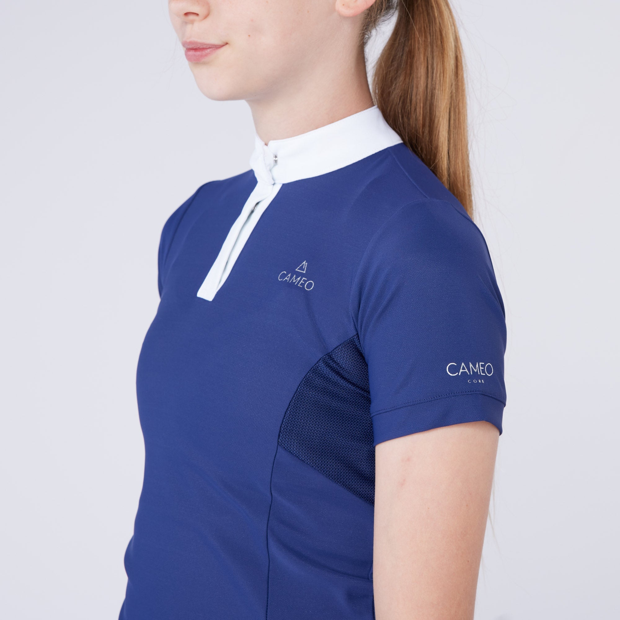 CAMEO JUNIOR CHARLOTTE Navy Show Shirt: Equestrian Competition Apparel