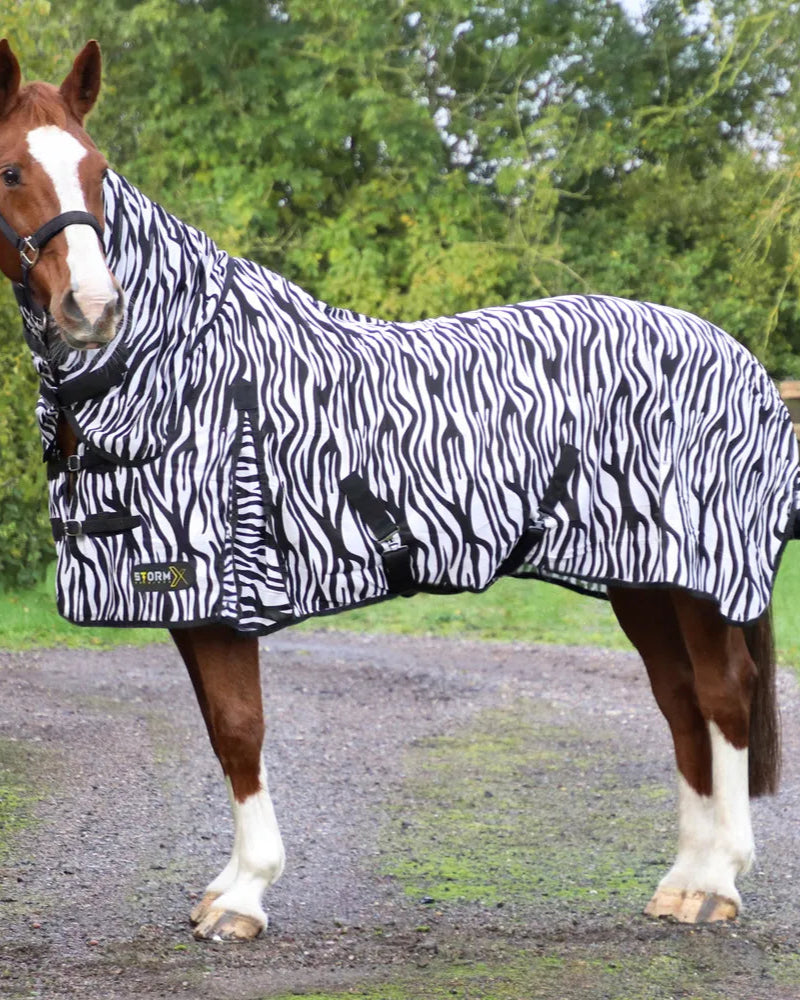StormX Zebra Fly Rug - Black/White horse fly rug. Equiflair product image.