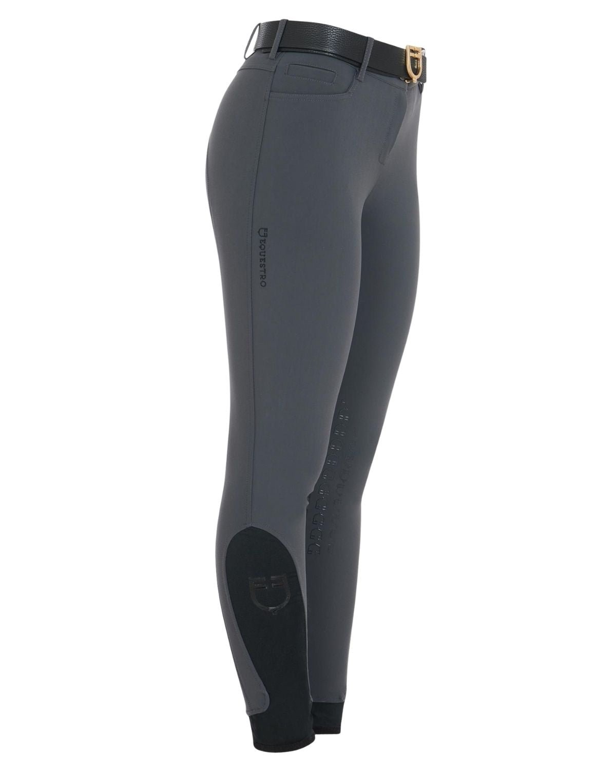 Equestro Women's Slim Fit Grip Breeches With Logo Asphalt | Equiflair
