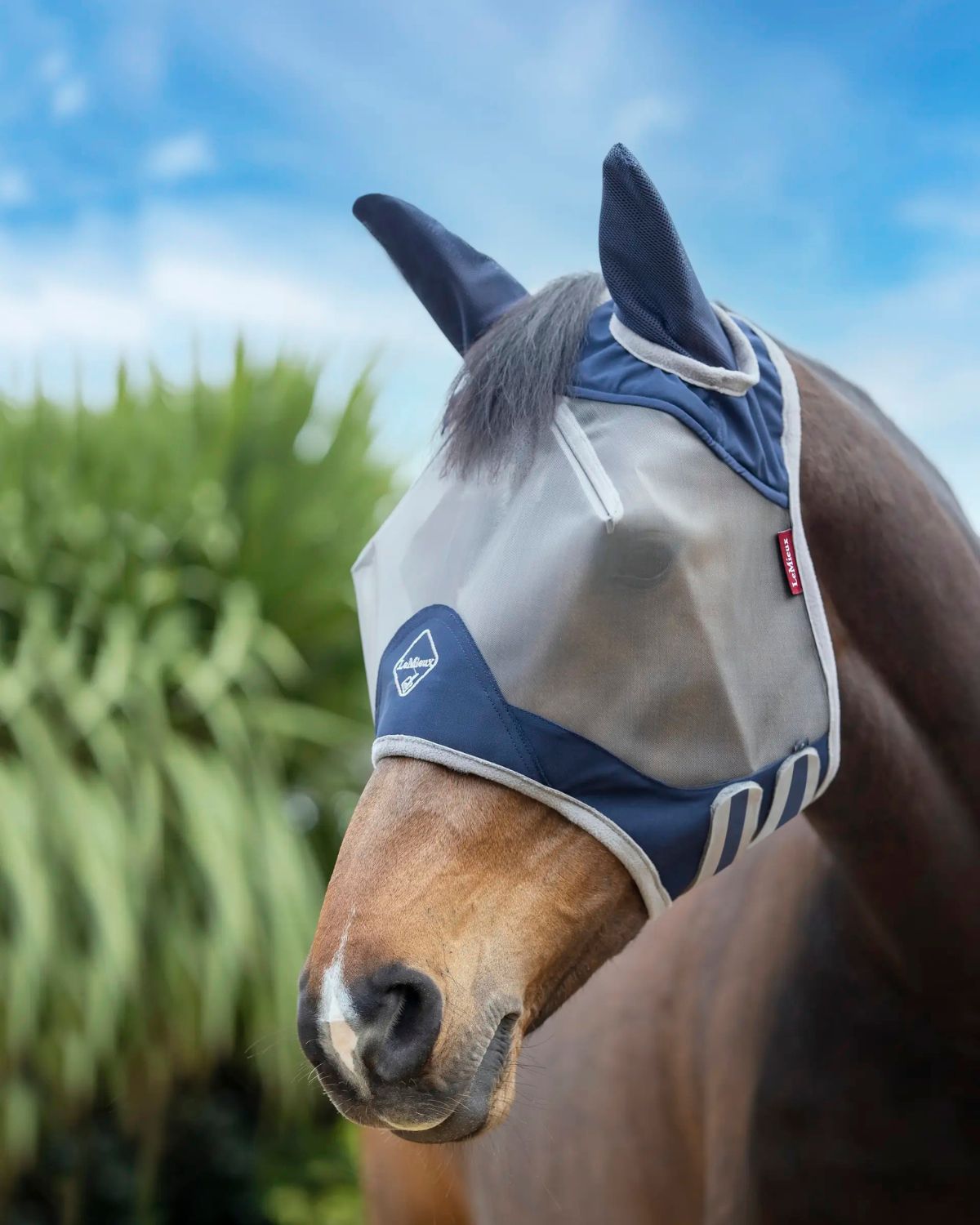 LEMIEUX ARMOURSHIELD PRO HALF FLY MASK NAVY for Horses - UV Protection, Comfort Fit | Equiflair
