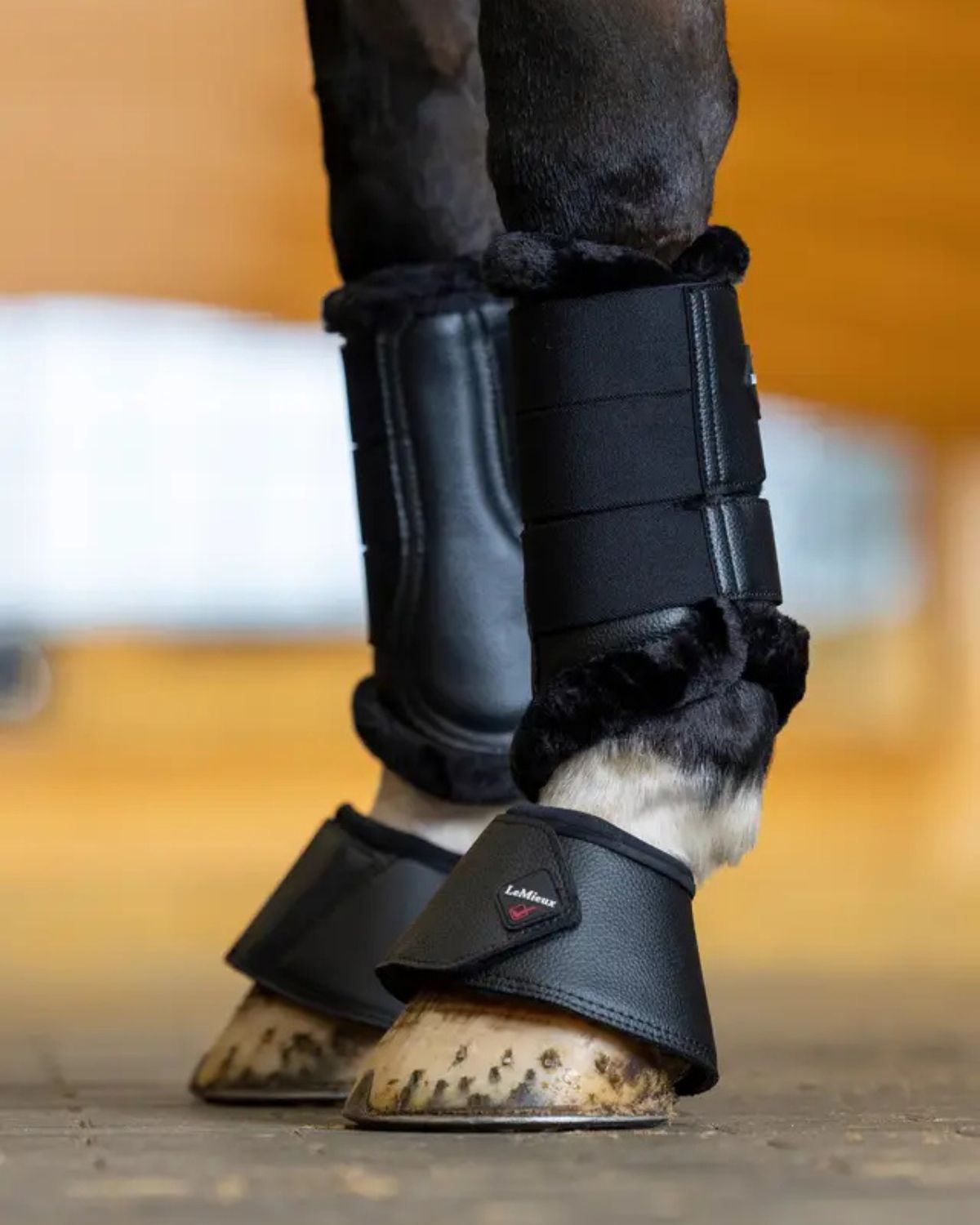 LEMIEUX WRAPROUND LEATHER OVER REACH BOOTS BLACK - Horse Protection Boots