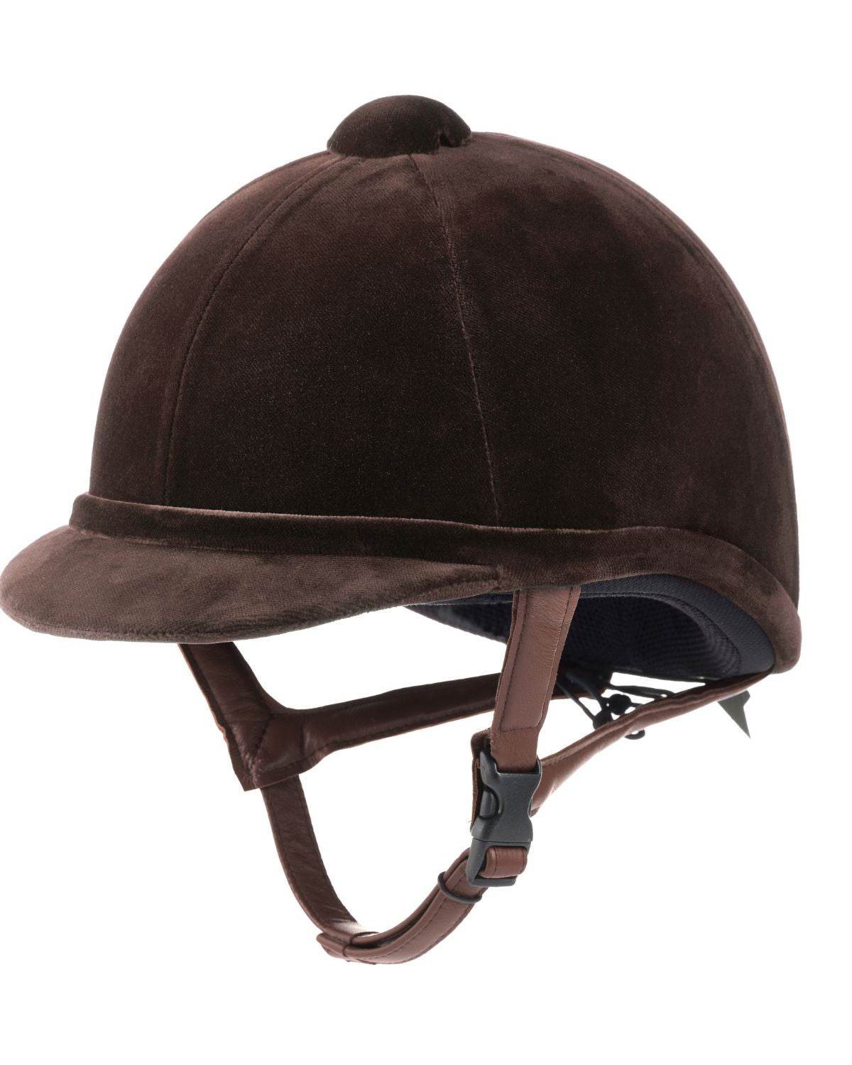 Charles Owen Hampton Velvet Riding Helmet - Brown Equestrian Safety Gear