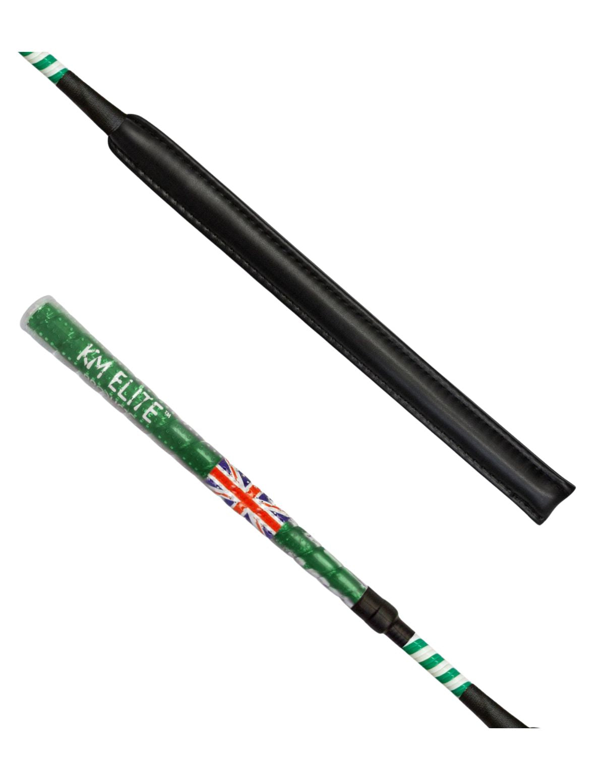KM Elite Cush Grip Jump Bat Whip Green | Horse Riding Whip by Equiflair
