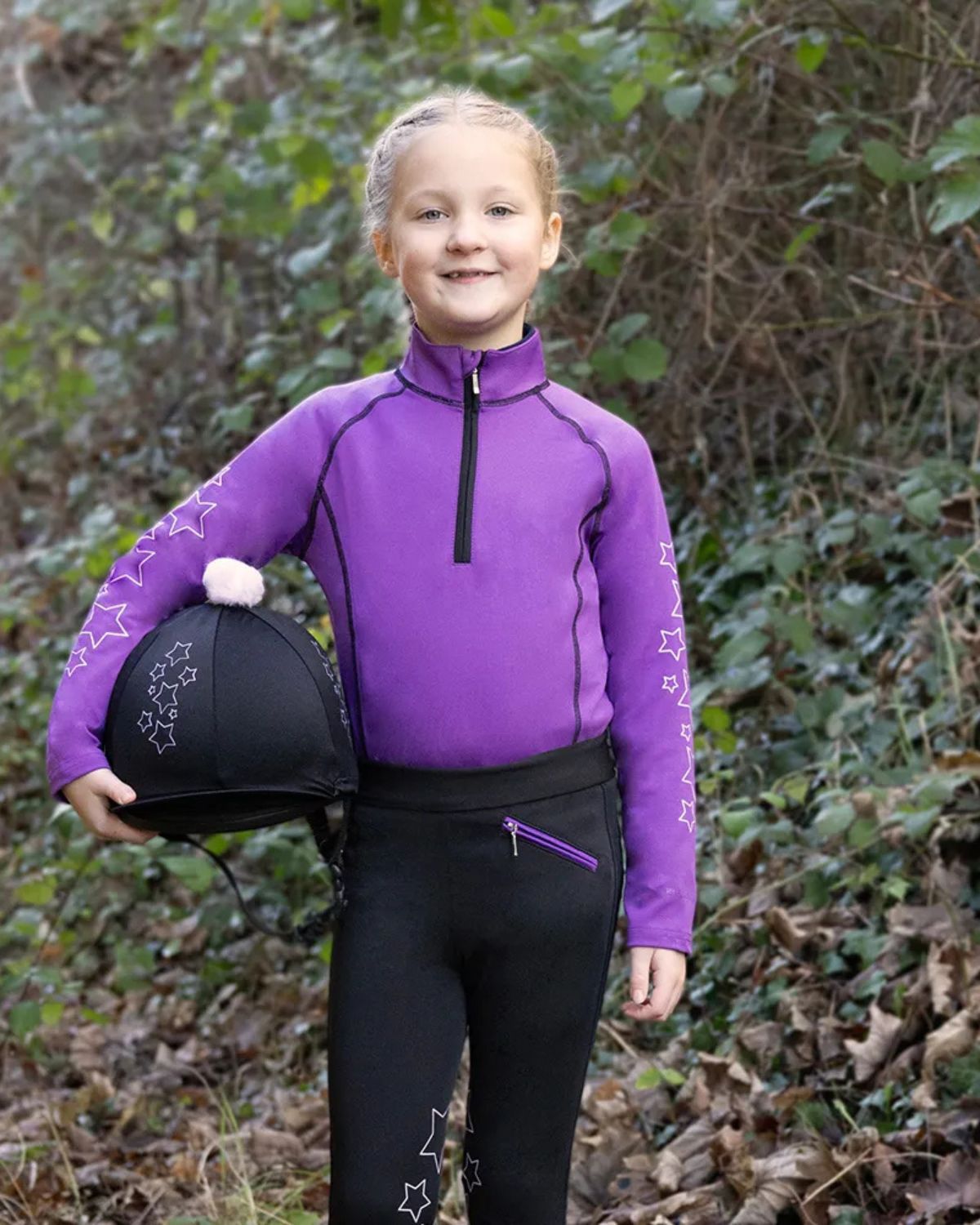 Hy Equestrian Stella Hat Cover Black/Purple/Lilac