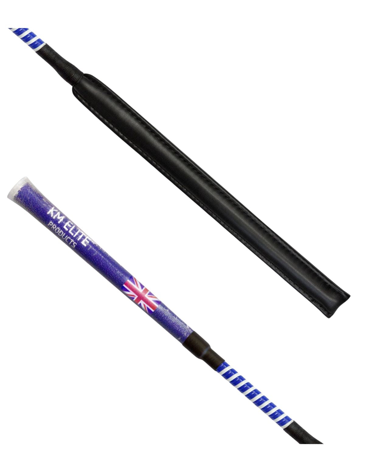 KM Elite Cush Grip Jump Bat Slimline Whip Blue | Horse Riding Crop