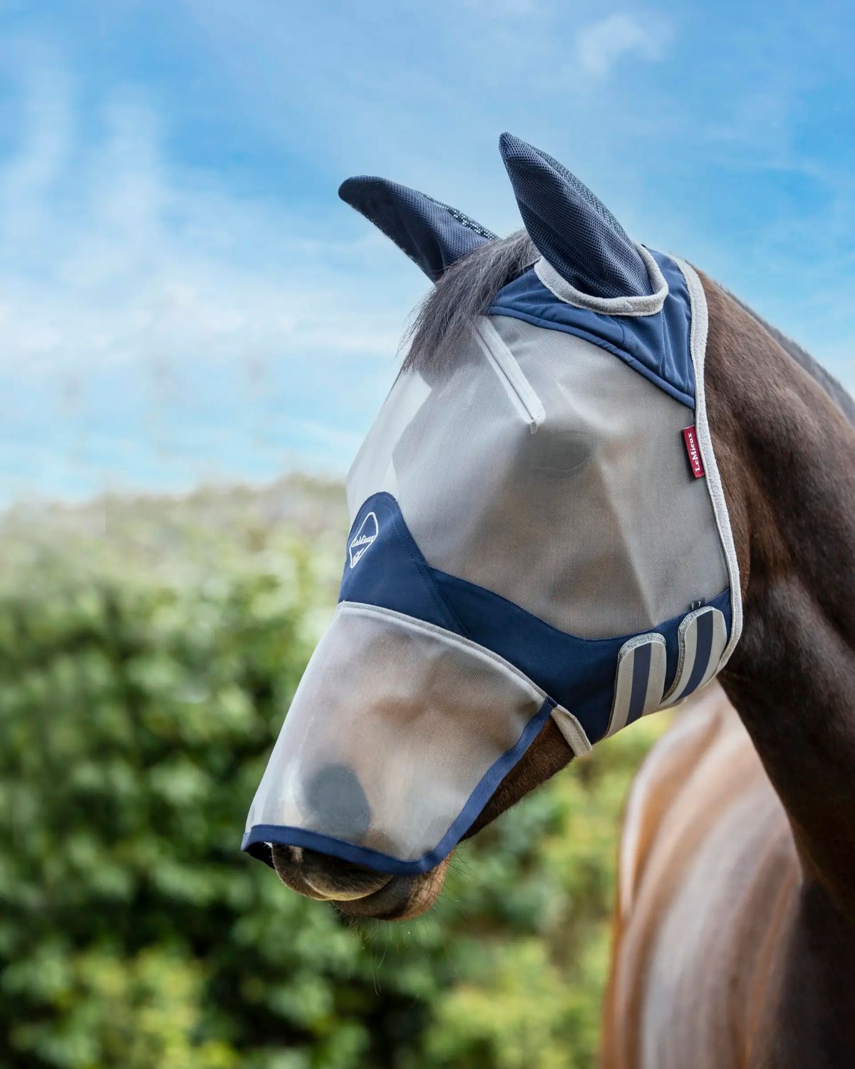 Lemieux ArmourShield Pro Full Horse Fly Mask - Navy. UV Protection for Sensitive Noses.