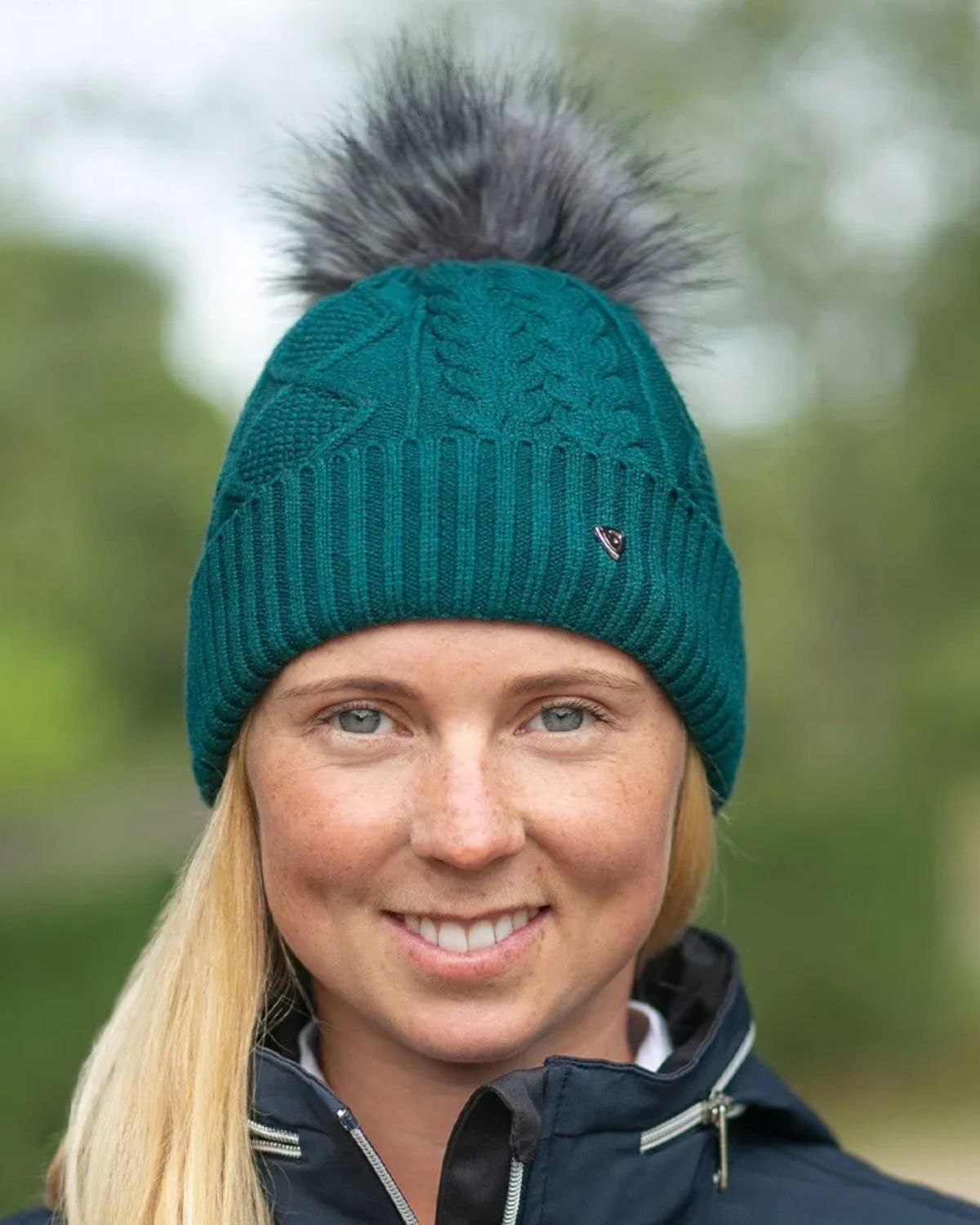 Hy Equestrian Vanoise Knitted Bobble Hat Alpine Green