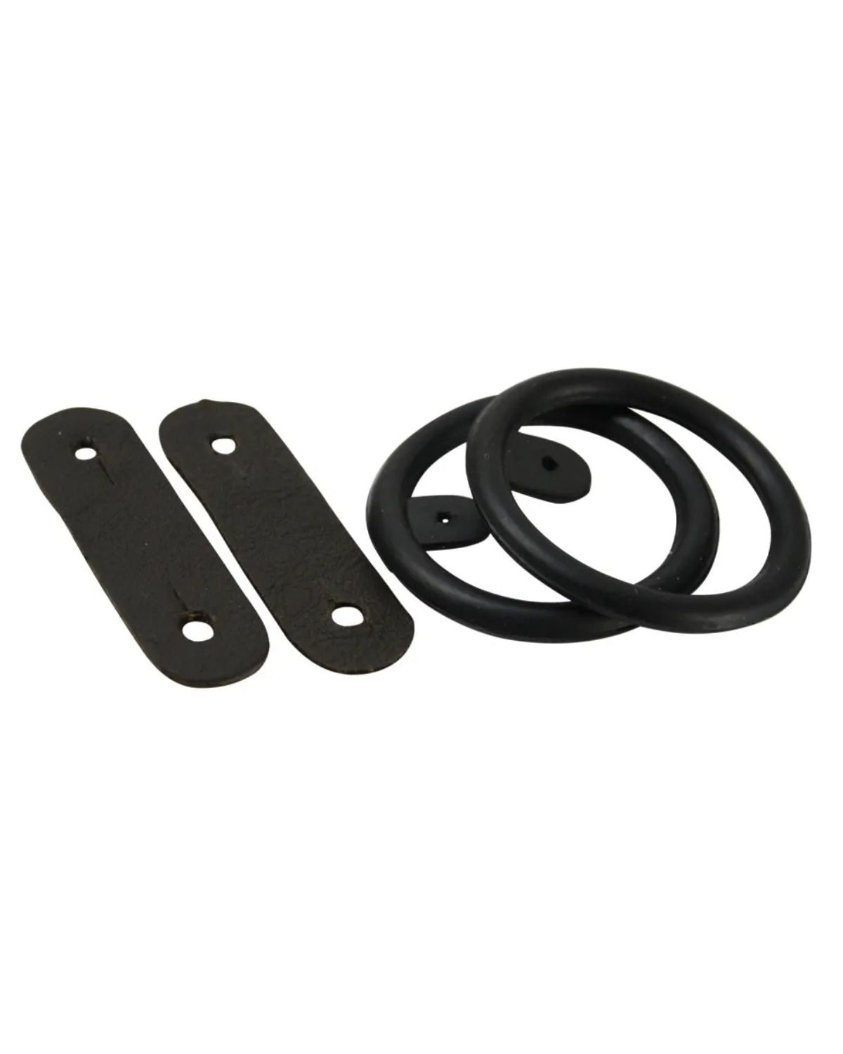 Hy Equestrian Peacock Rings & Leather Straps Black Pair