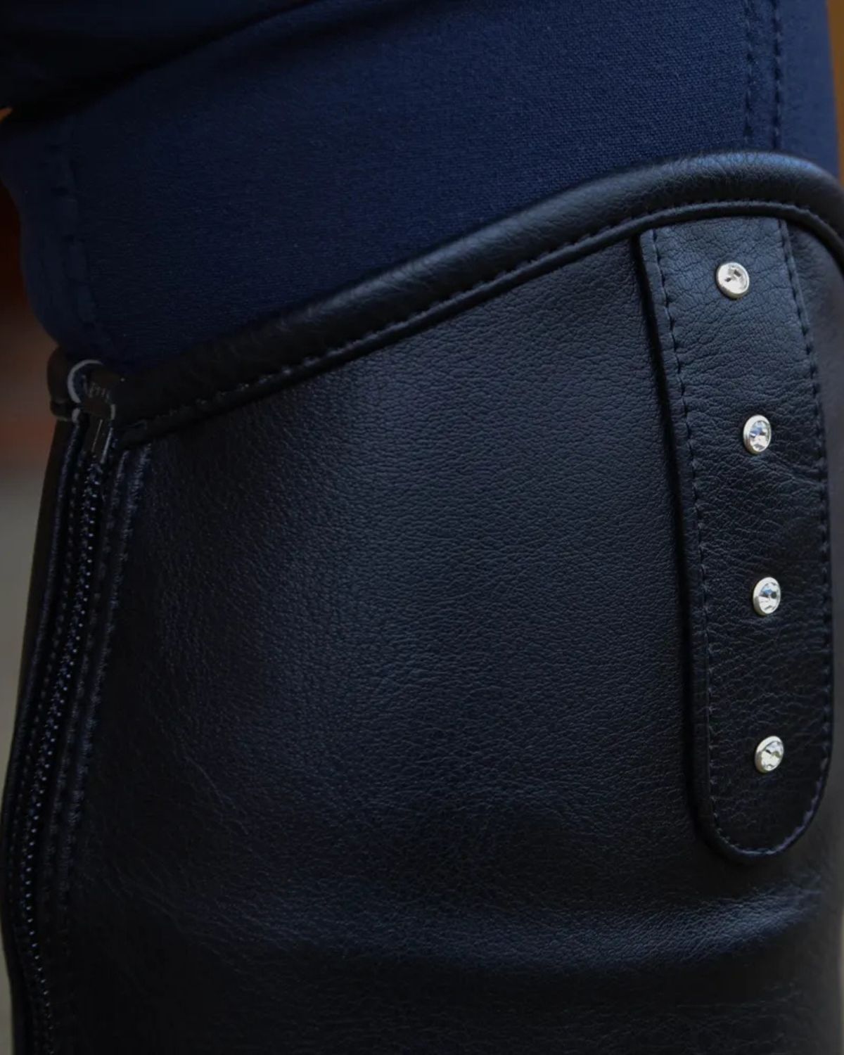 Hy Equestrian Faux Leather Diamante Gaiter Black