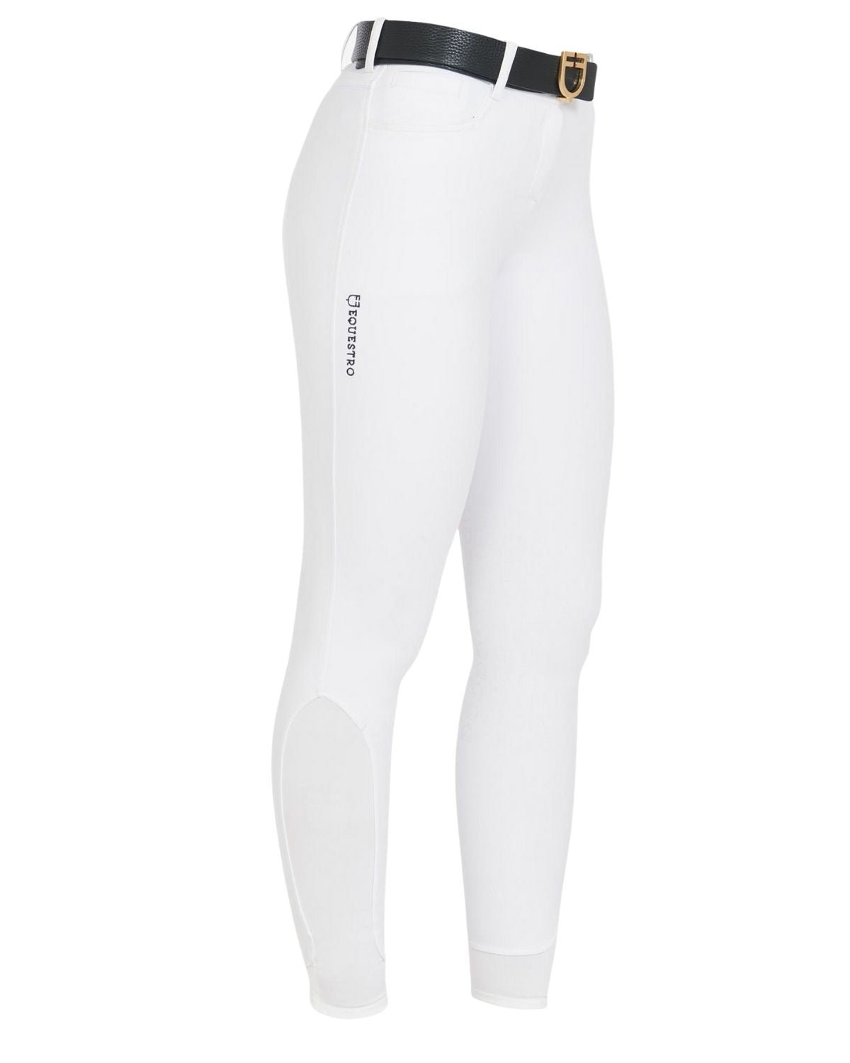 Equestro Women's Slim Fit Grip Breeches With Logo White | Equiflair