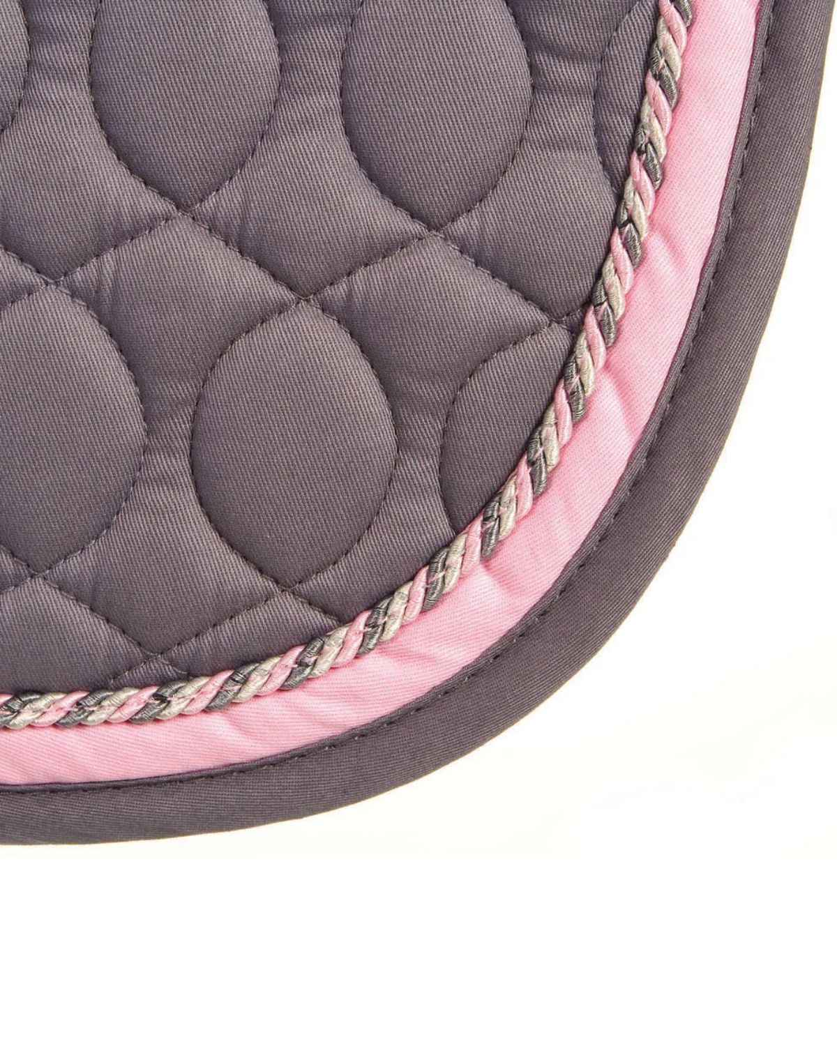 Hy Equestrian Deluxe Saddle Pad with Cord Binding Grey/Grey, Pink & Silver Cord