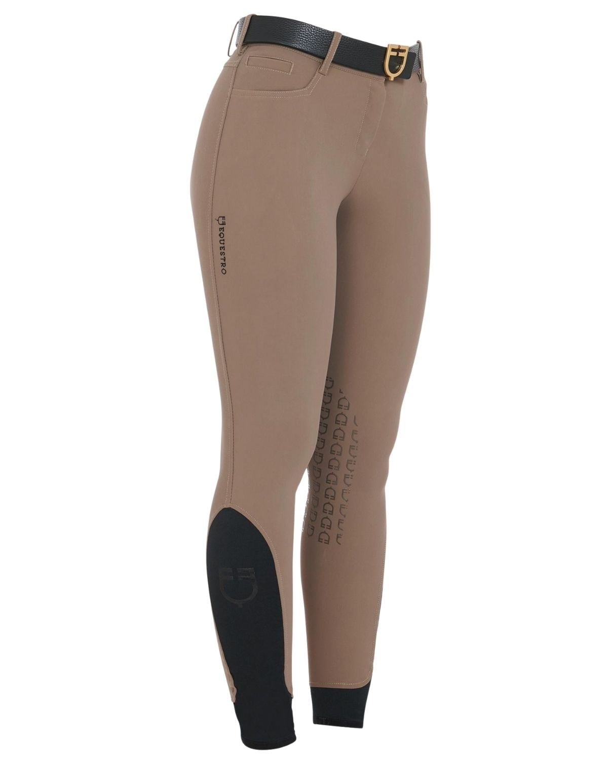 Equestro Women's Slim Fit Grip Breeches With Logo Walnut | Equiflair