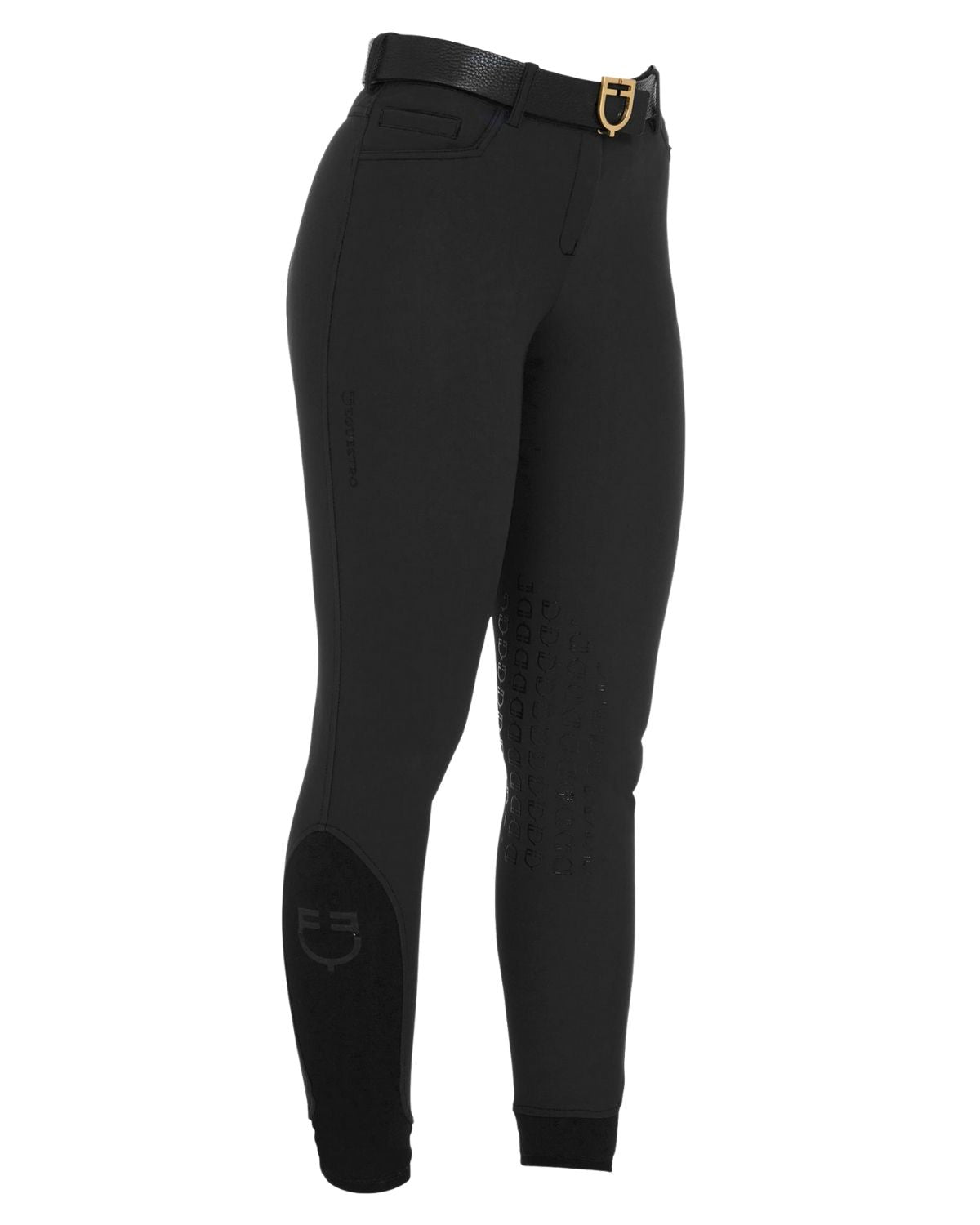 Equestro Women's Slim Fit Grip Breeches With Logo Black