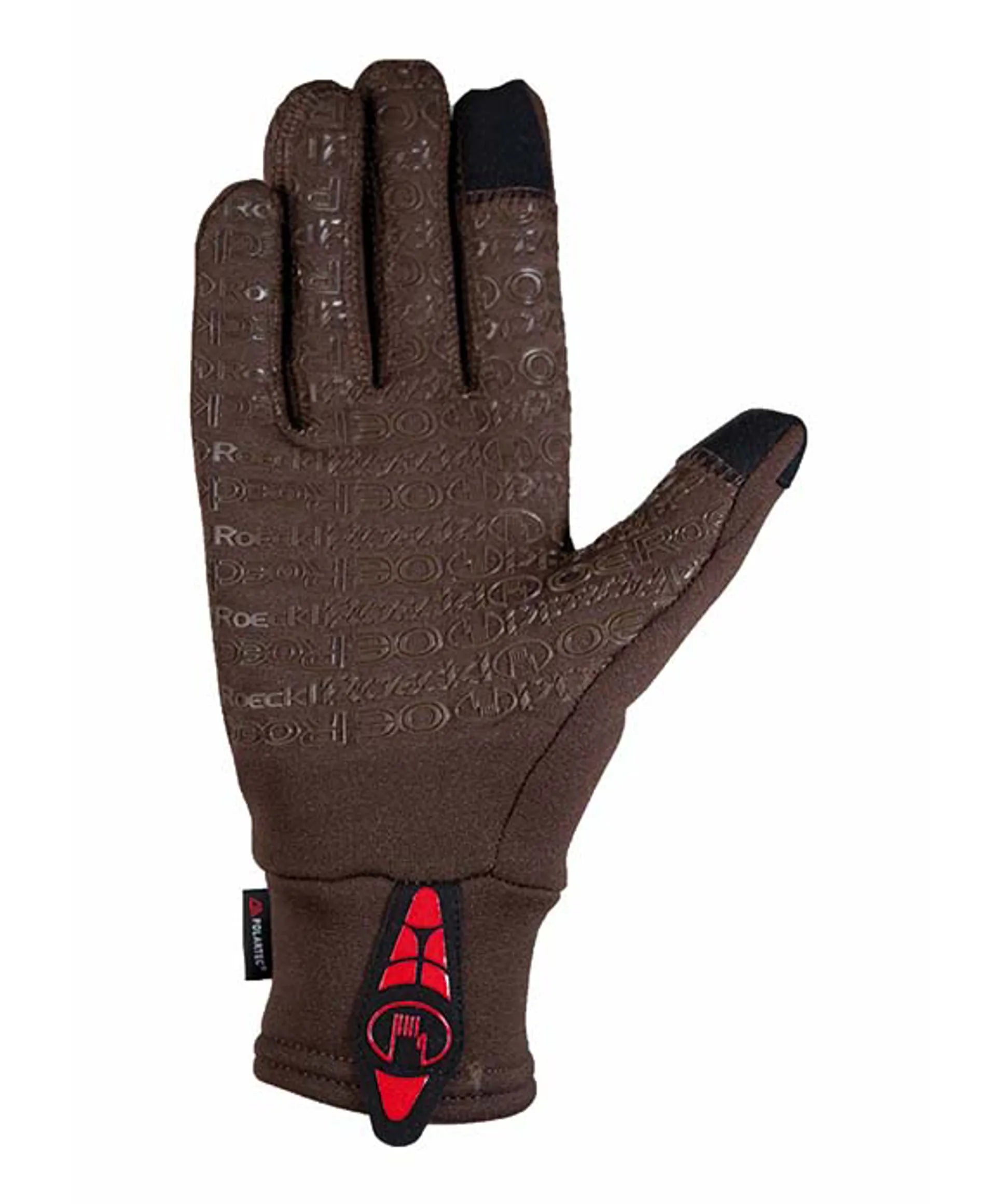 Roeckl Weldon Mocha Equestrian Gloves: Brown Polartec Touchscreen Riding Gloves with Roeckl Grip Logo
