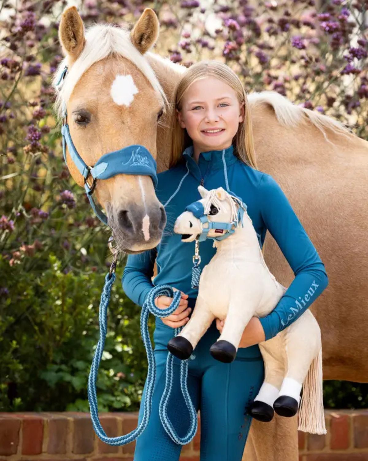 LEMIEUX Toy Pony Popcorn: Palomino horse with girl and real horse. Equiflair toy for kids ages 3+