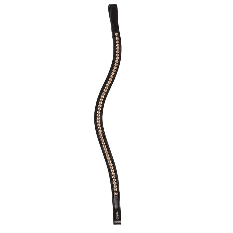 SCHOCKEMOHLE Browband Diamond Select Black/Peach Equestrian Horse Brow Band Crystal Accent