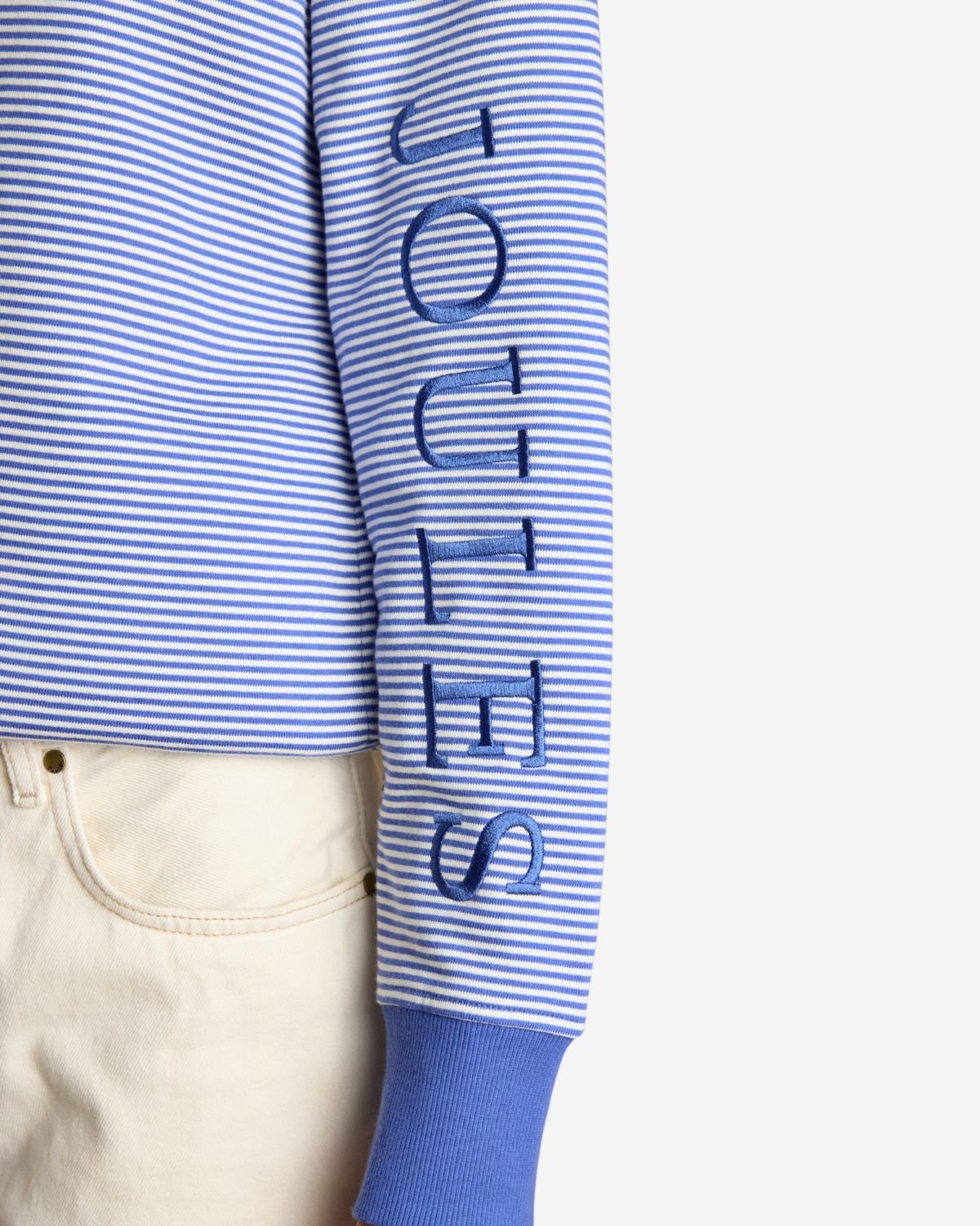 Joules Rushton Blue & White Striped Cotton Cowl Neck Hoodie | Equiflair