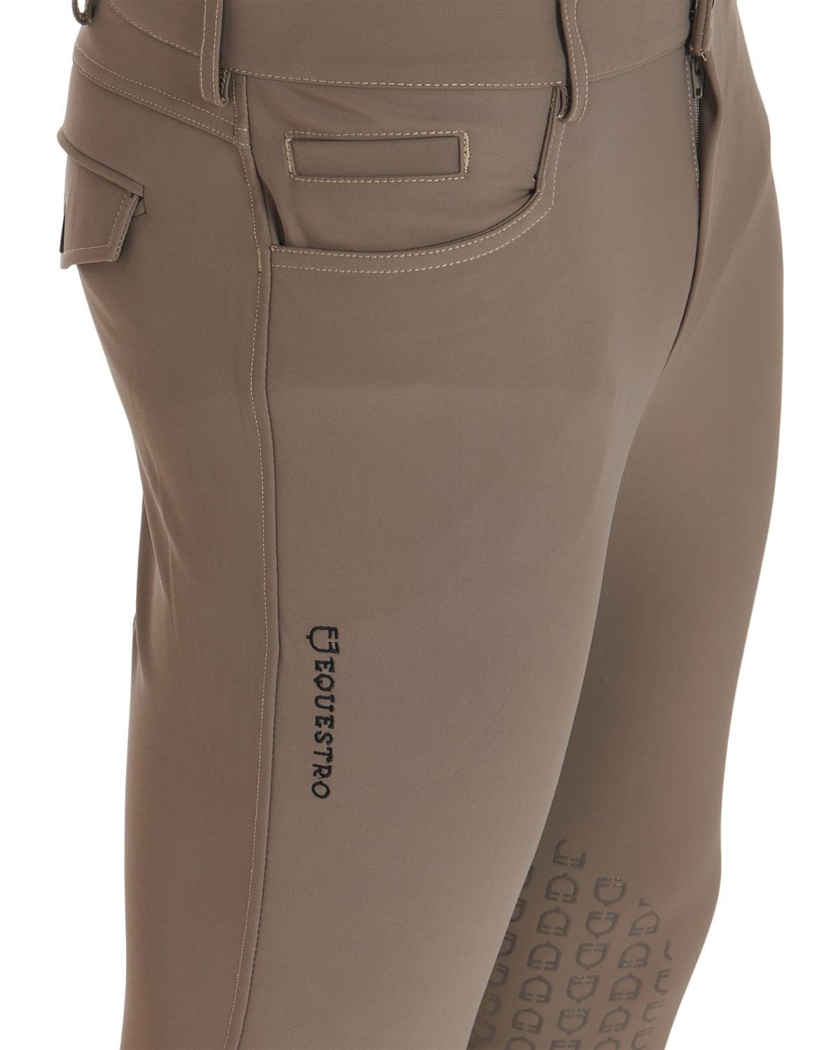 Equestro Men's Slim Fit Grip Breeches With Logo Walnut | Equiflair