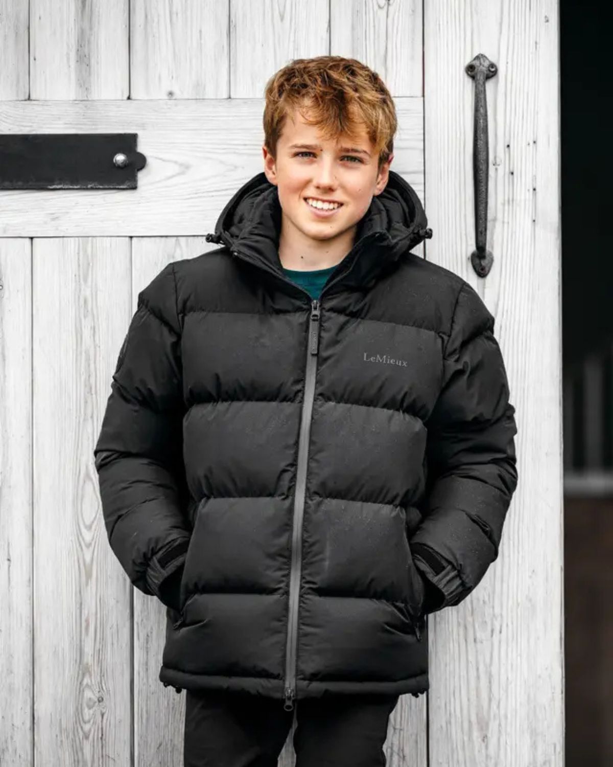 LeMieux Elite Young Rider Boys Puffer Jacket Black - Winter Riding Coat - Equiflair