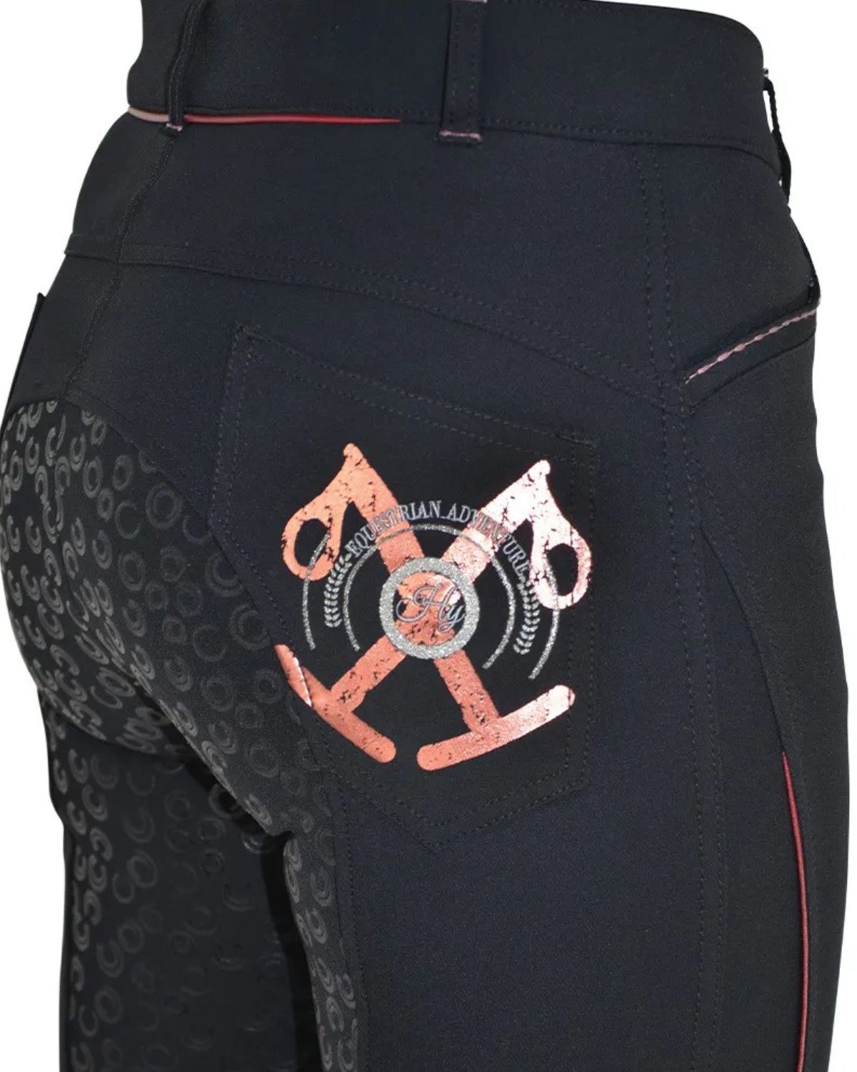 Hy Equestrian Eliza Ladies Breeches - Charcoal/Rose Gold