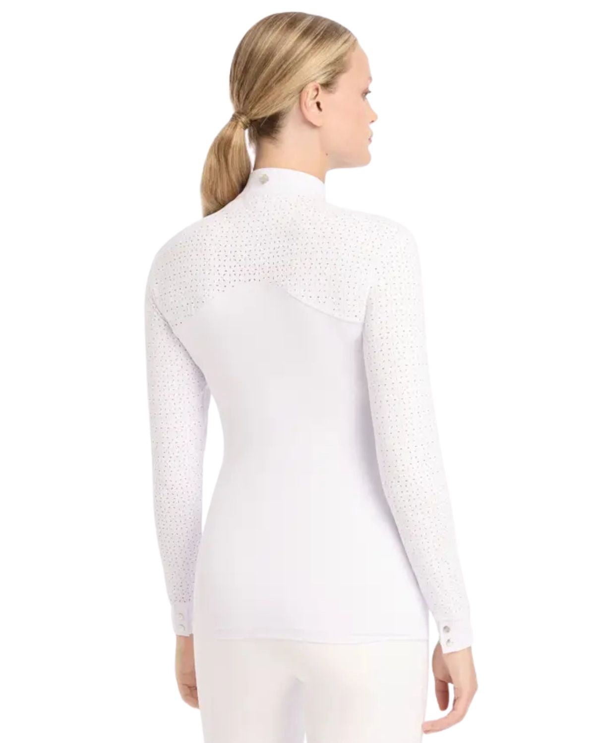 LEMIEUX OLIVIA White Long Sleeve Equestrian Show Shirt - Laser-Cut, Breathable Stretch Fabric