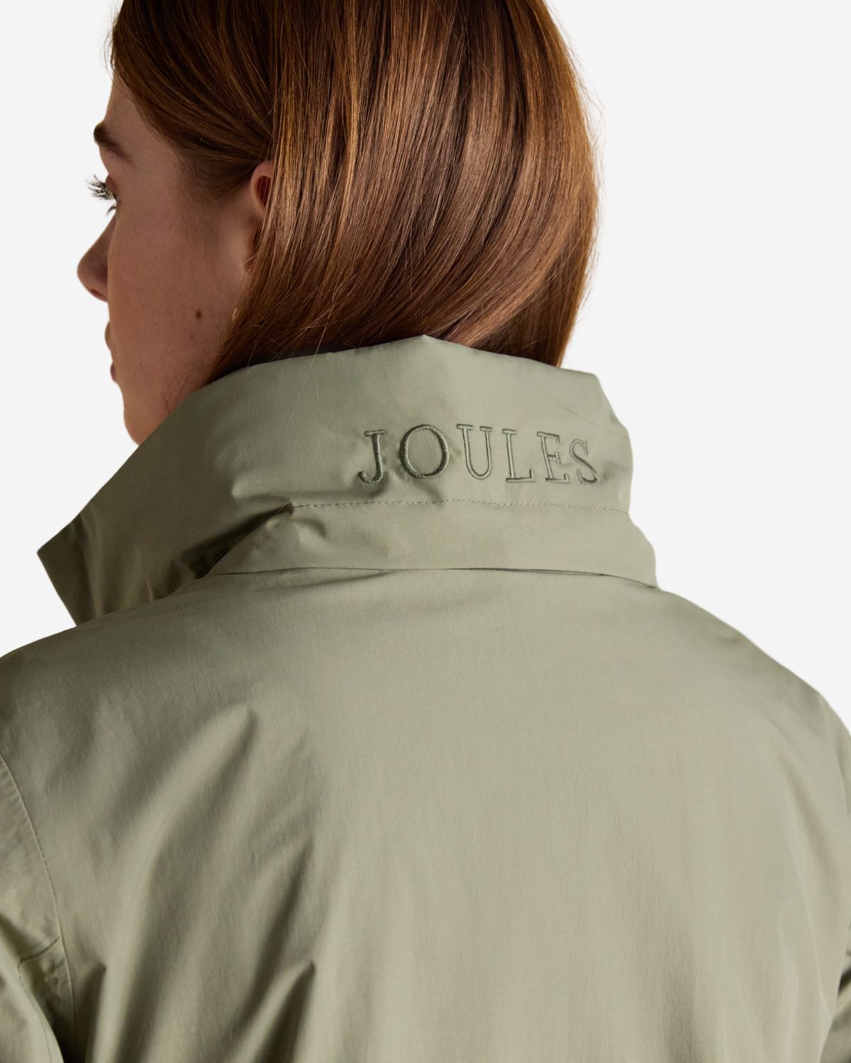 Joules Hensley Khaki Green Longline Waterproof Coat with Packable Hood | Equiflair