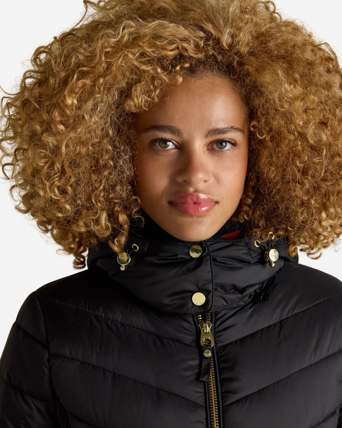 Joules Pembury Black Showerproof Longline Padded Coat with Hood