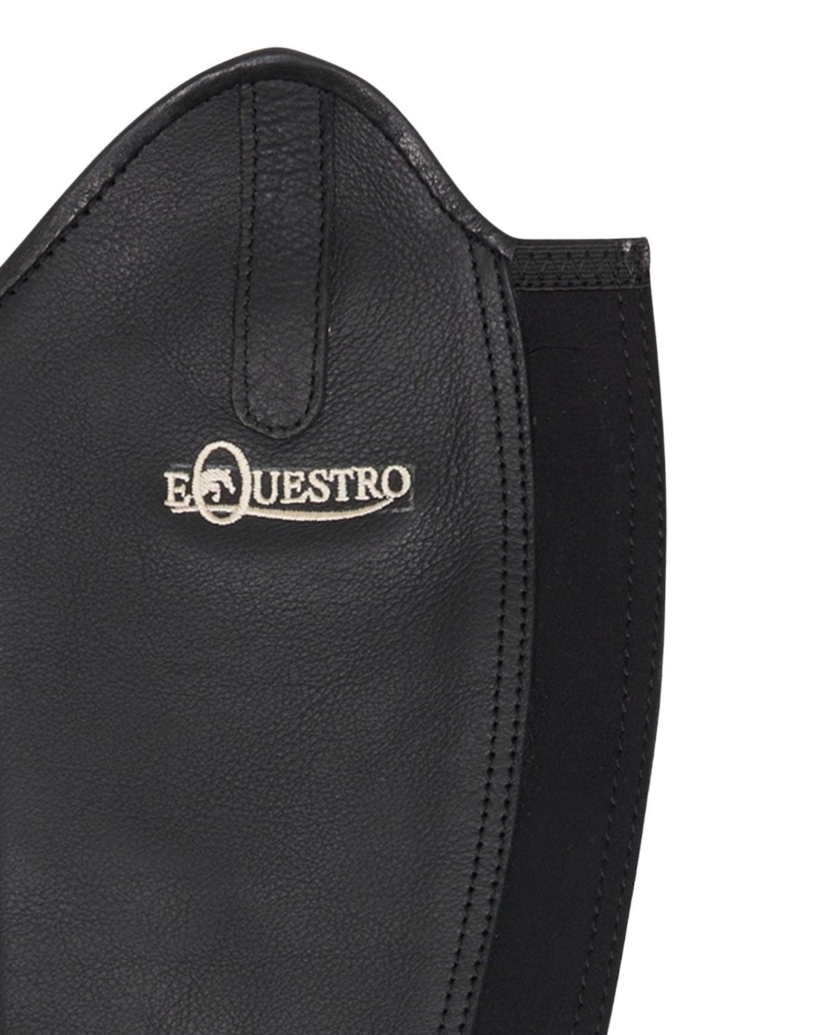 Equestro Unisex Soft Leather Gaiters With Rear Zip Black