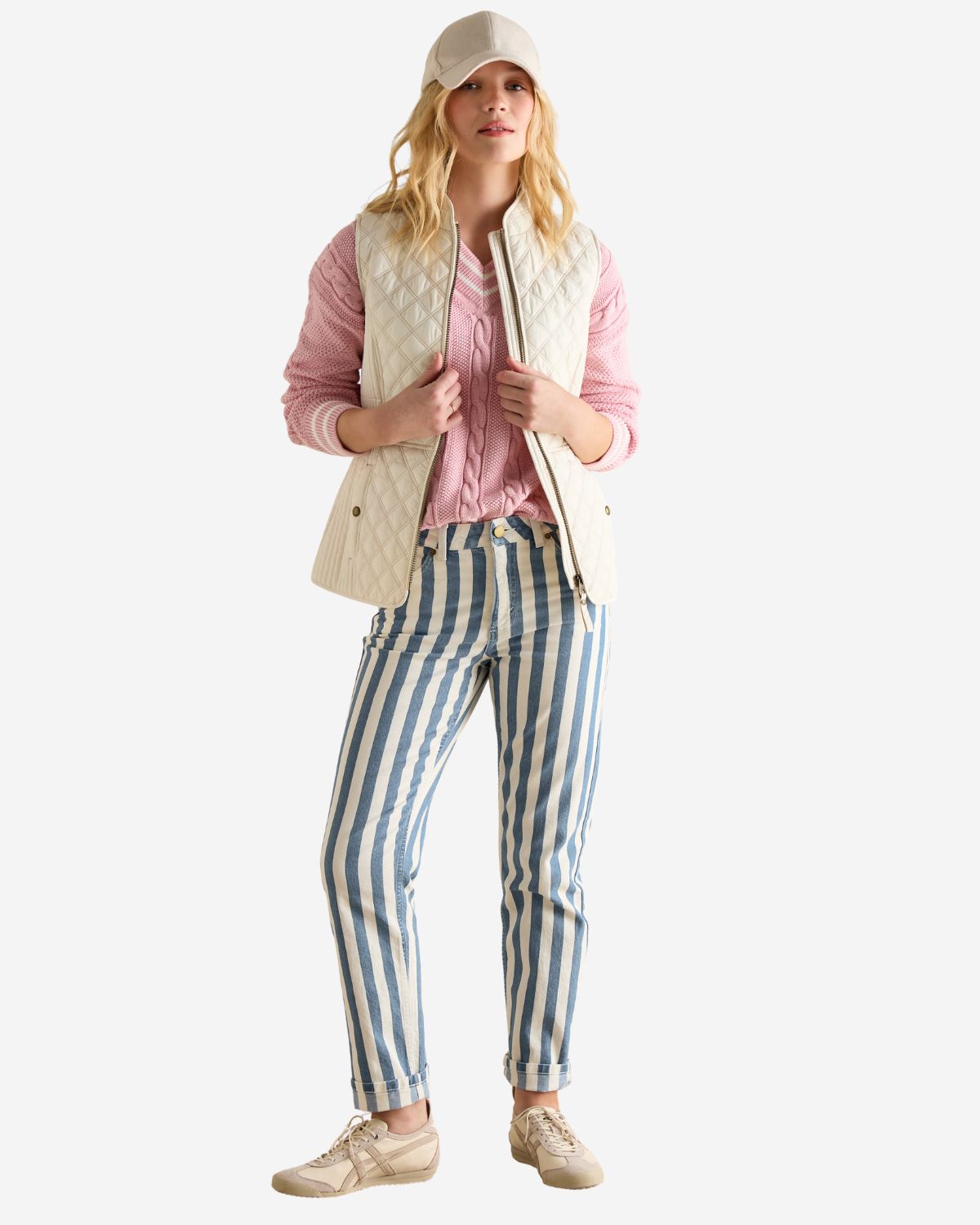 Joules Minx Showerproof Diamond Quilted Gilet Cream