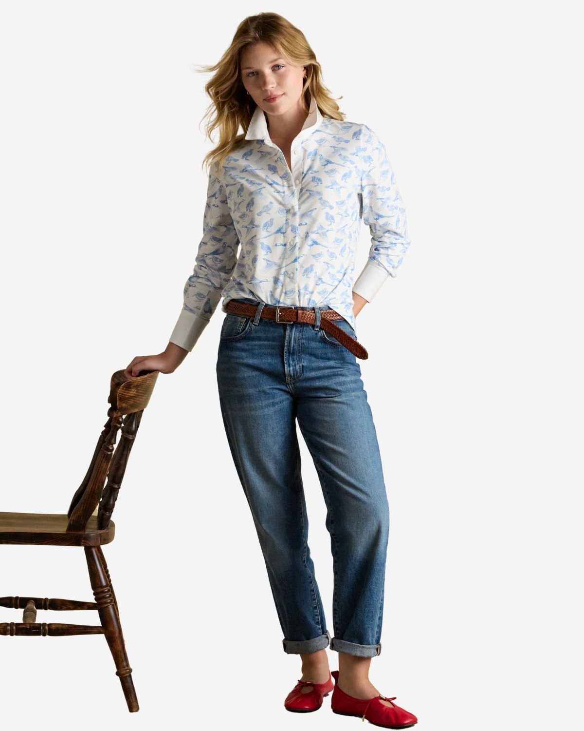 Joules Charlotte Blue Pheasants Printed Jersey Shirt | Equiflair