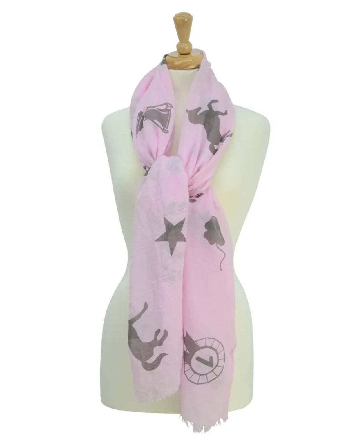 Hy Equestrian Ladies Balmoral Scarf Pastel Pink/Pale Brown Print