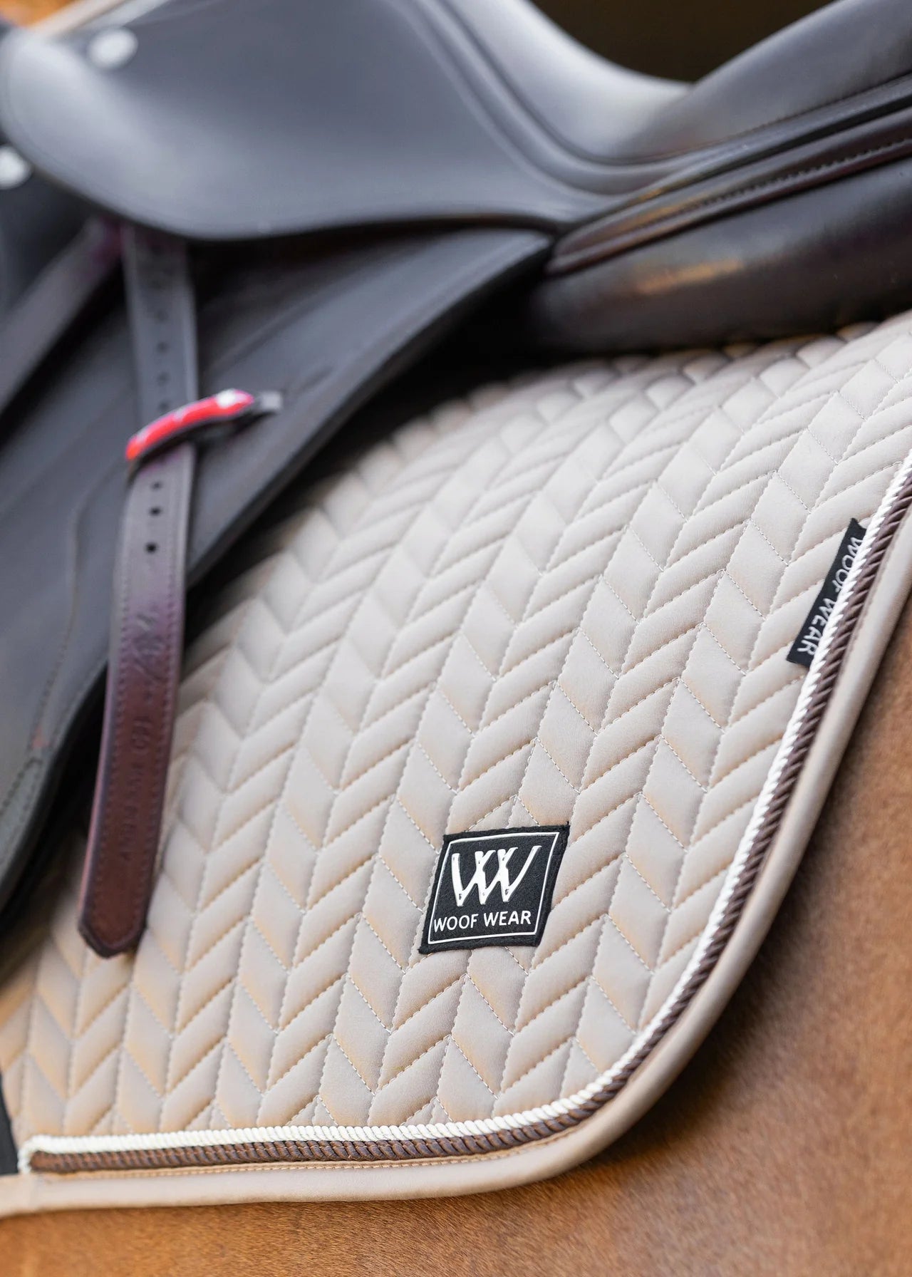 Woof Wear Herringbone Saddle Pad - Close Contact Equestrian Pad by Equiflair - Caramel Horse Riding Equipment