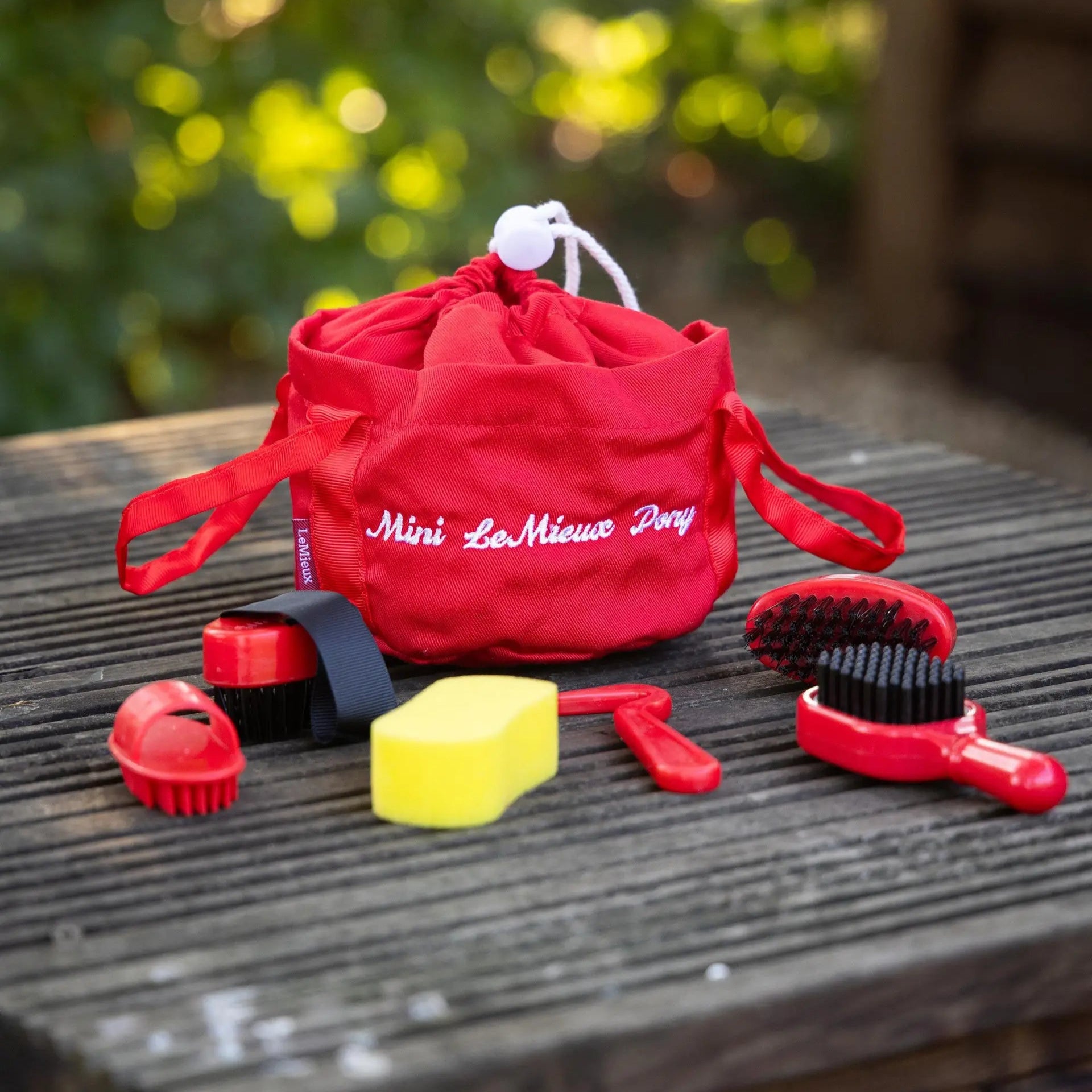 LEMIEUX TOY PONY GROOMING KIT EMBER by Equiflair: Miniature Grooming Set for Toy Ponies - Brushes, Curry Comb, and Bag Included.