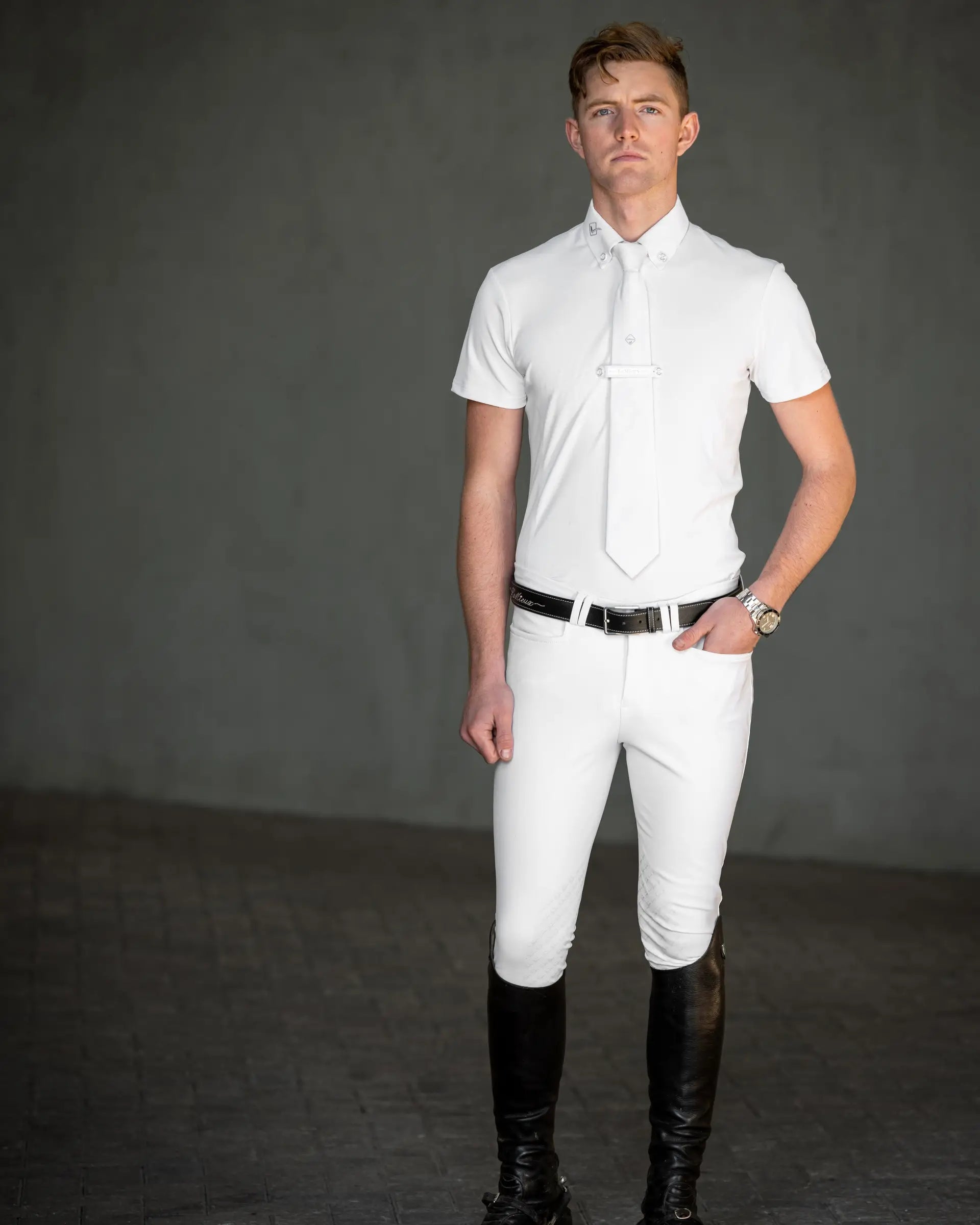 Lemieux Men's White Competition Shirt - Equestrian Apparel - High Performance Riding Shirt